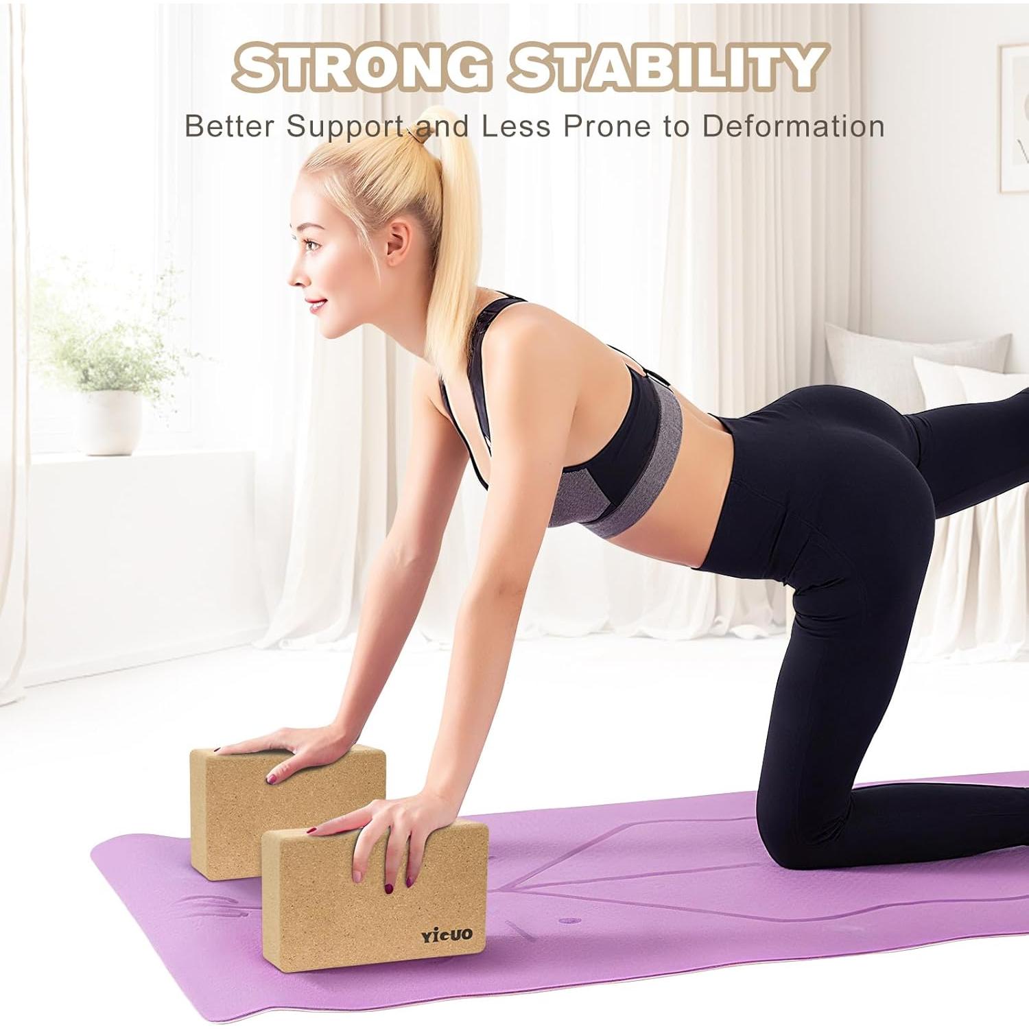 Bloques de Yoga de Corcho YIGUO 2 Piezas Antideslizantes 22.86x15.24cm