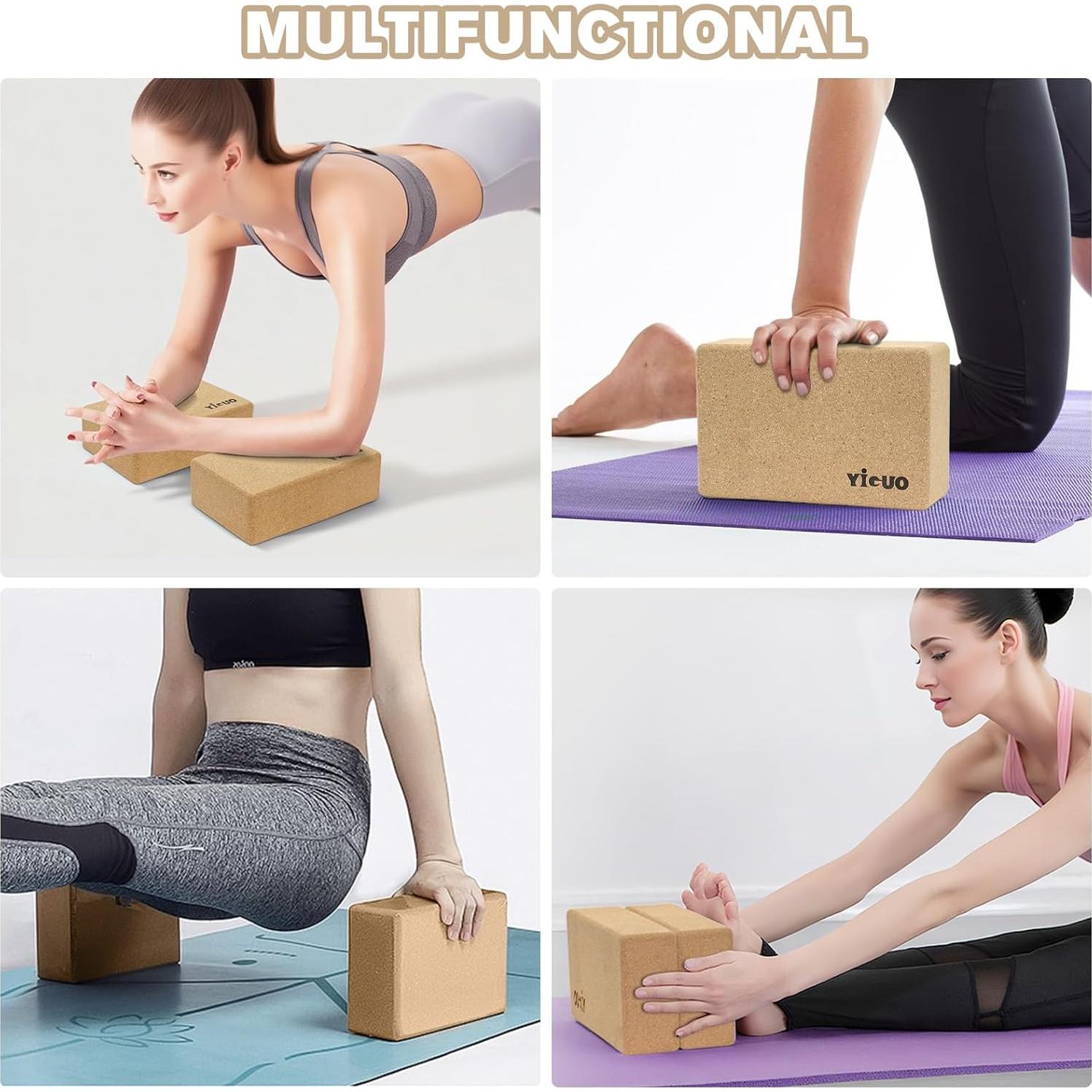 Bloques de Yoga de Corcho YIGUO 2 Piezas Antideslizantes 22.86x15.24cm