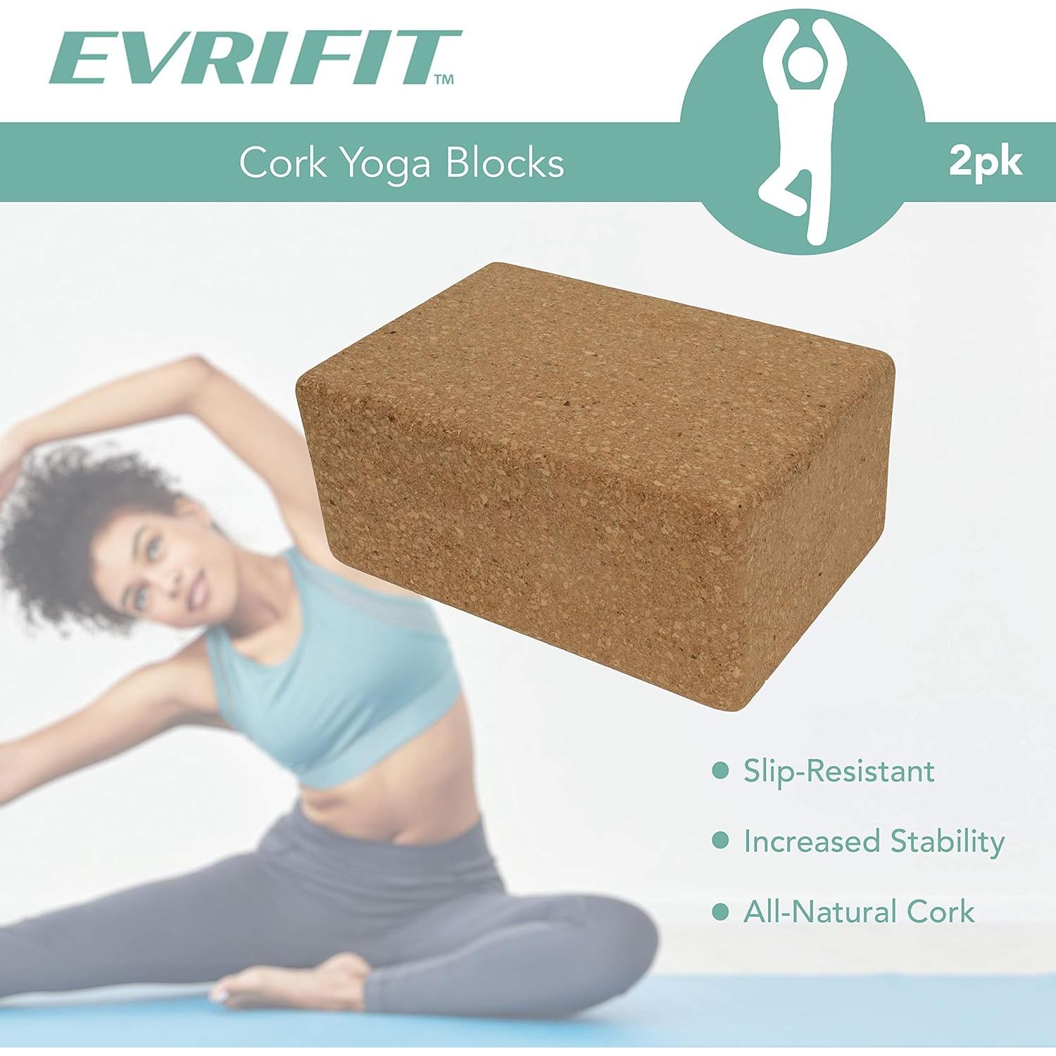 Bloques de Yoga de Corcho EvriFit - Paquete de 2, Antideslizantes
