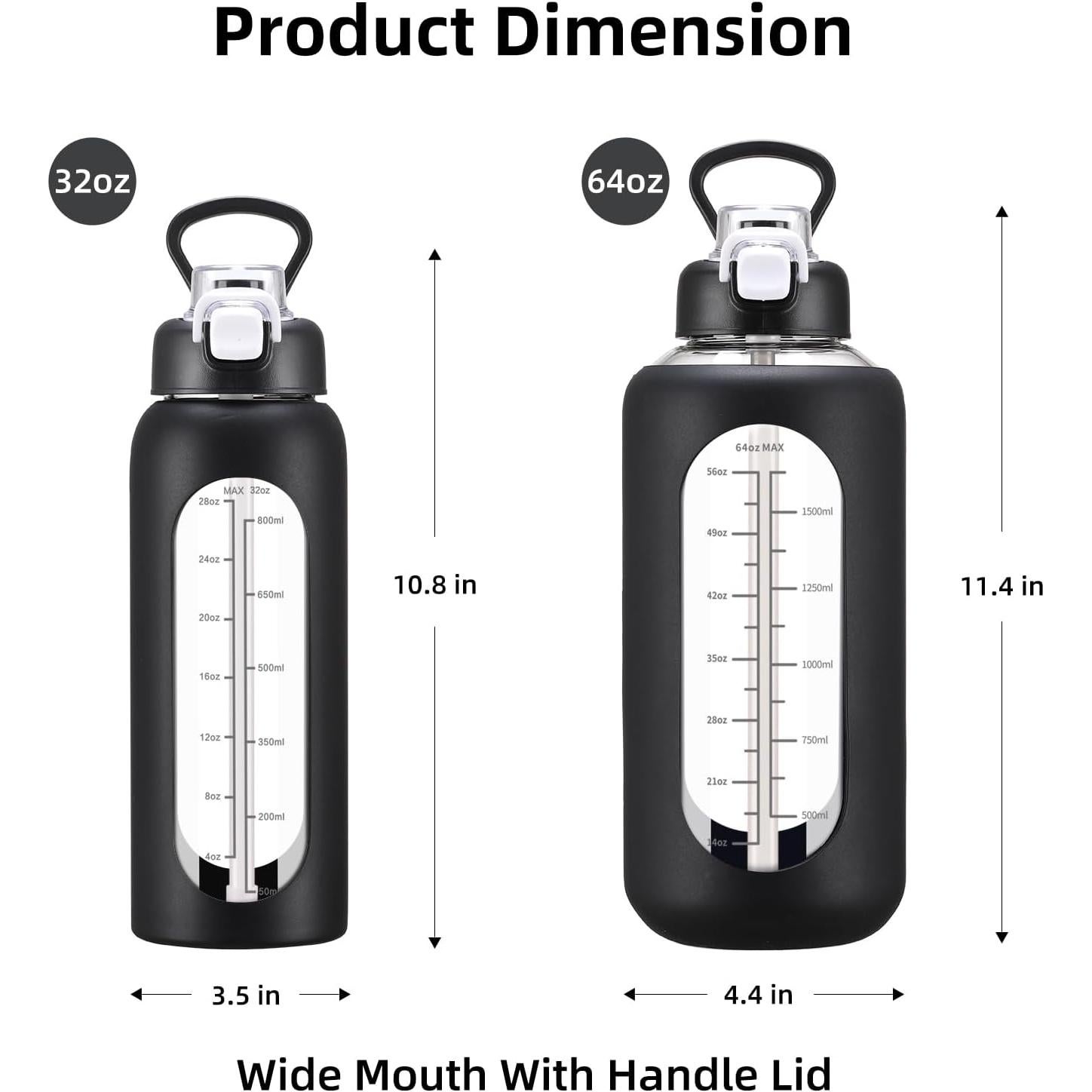 Botella de Agua de Vidrio 0.91L Chunmo con Pajilla y Manga
