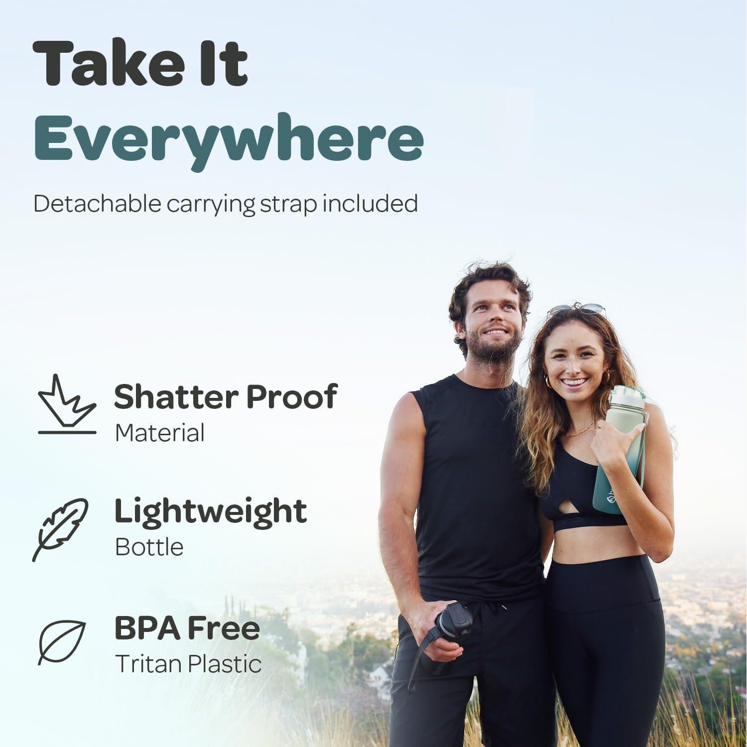 Botella de Agua Hydracy Coach 1L Verde Salvia a Prueba de Fugas