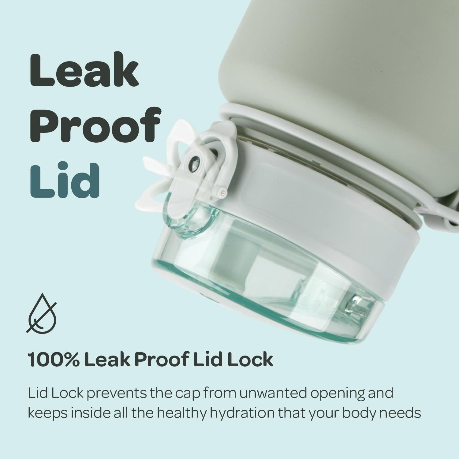 Botella de Agua Hydracy Coach 1L Verde Salvia a Prueba de Fugas