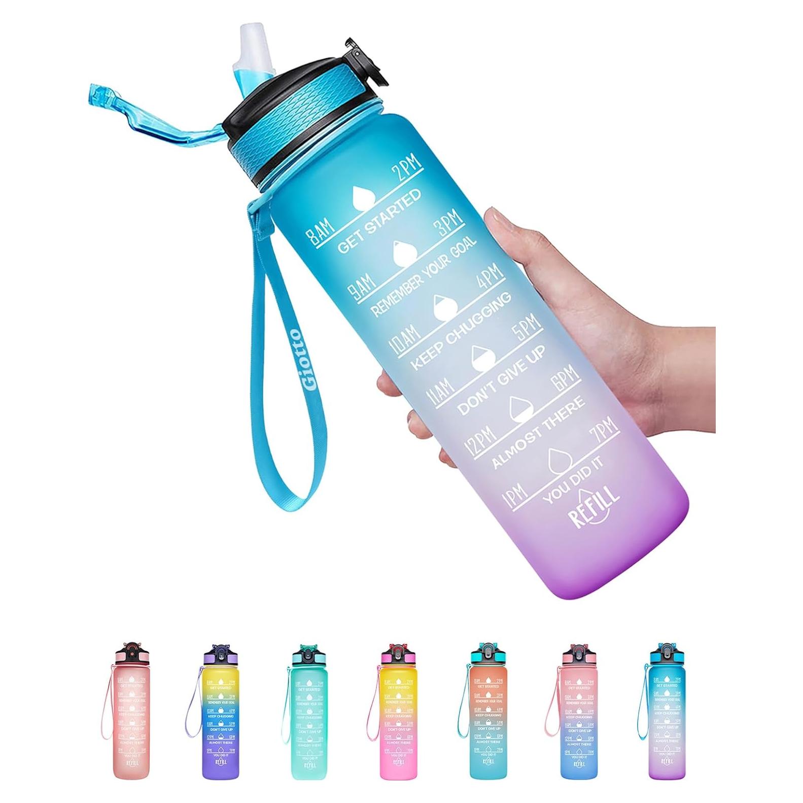 Botella de Agua Giotto 0.95L a Prueba de Fugas con Pajilla