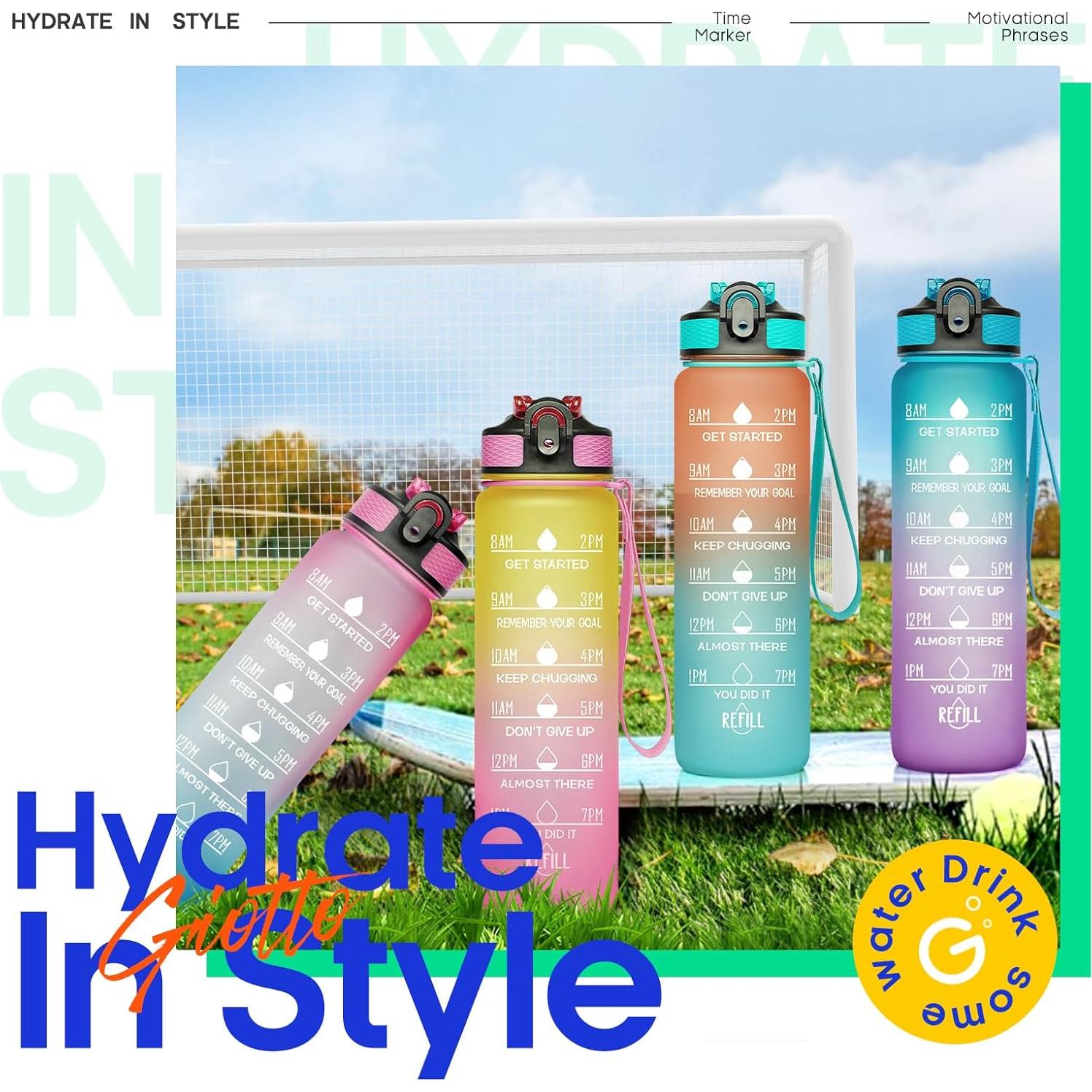 Botella de Agua Giotto 0.95L a Prueba de Fugas con Pajilla