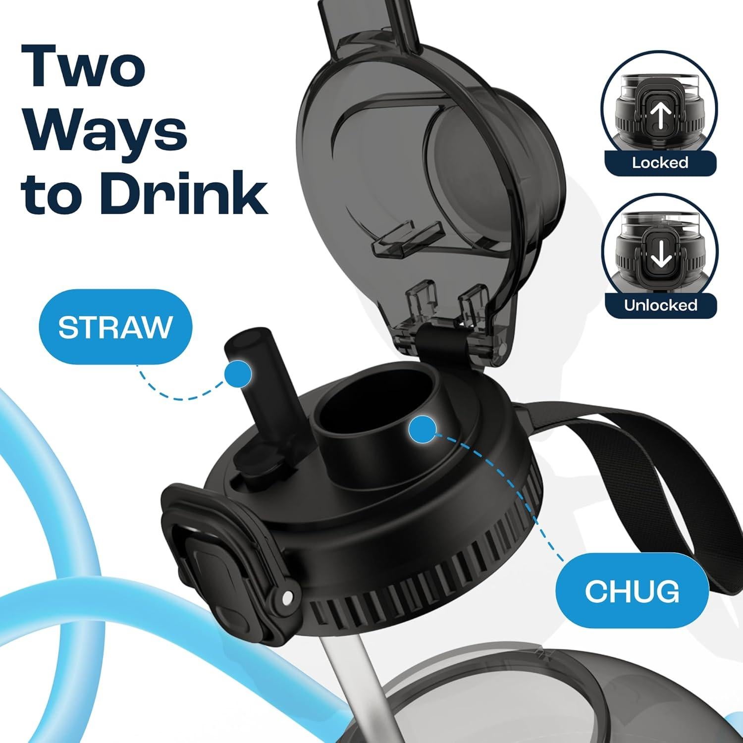 Botella de Agua AQUAFIT 64 oz con Pajilla y Asa - BPA Free