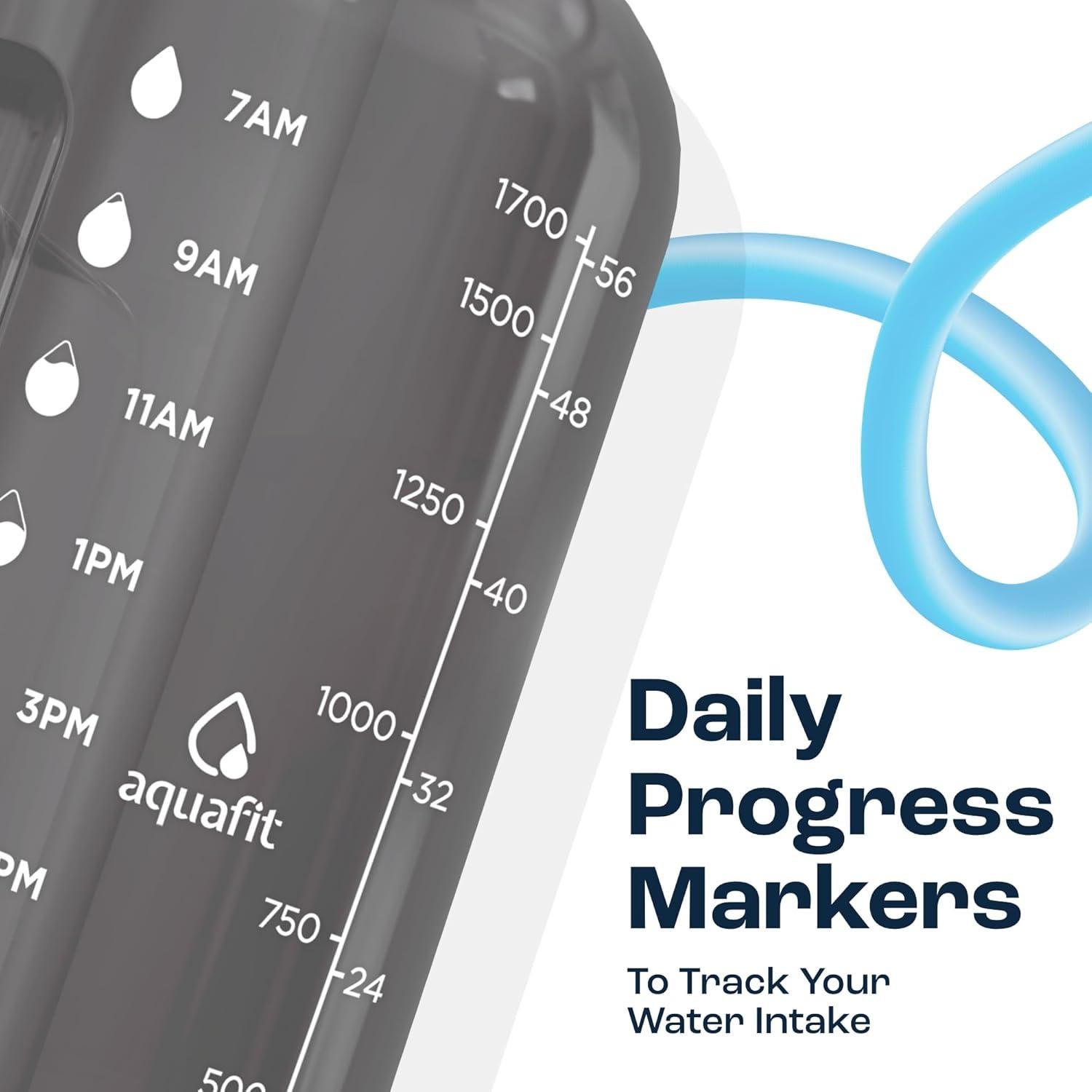 Botella de Agua AQUAFIT 64 oz con Pajilla y Asa - BPA Free