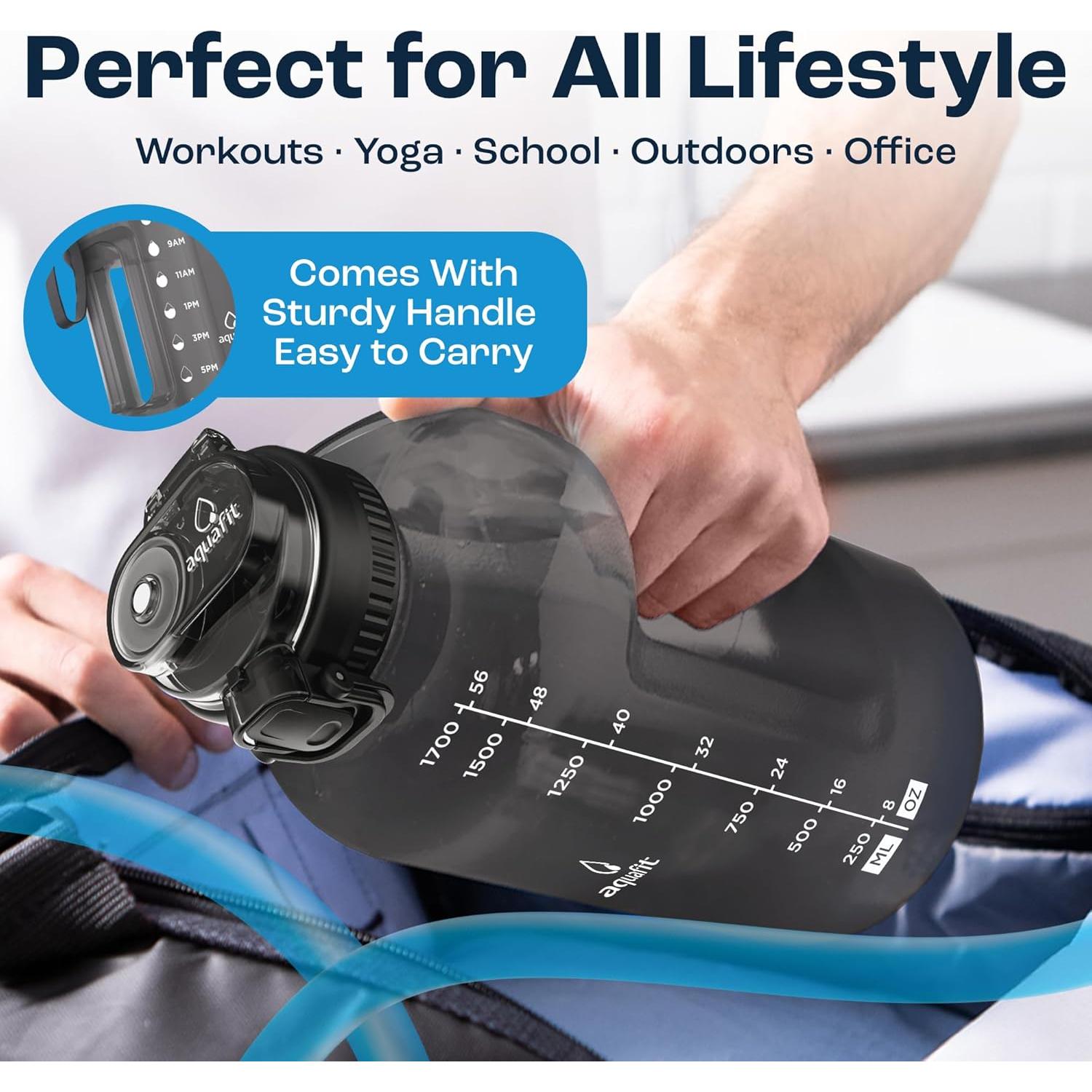 Botella de Agua AQUAFIT 64 oz con Pajilla y Asa - BPA Free