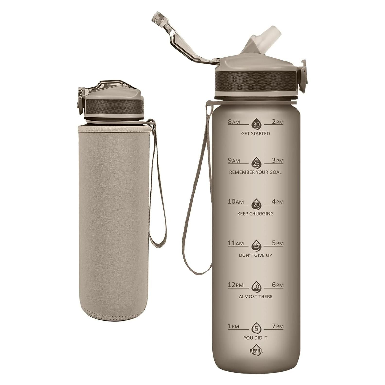 Botella de Agua Newfad 0.95L con Pajilla y Funda Antifugas