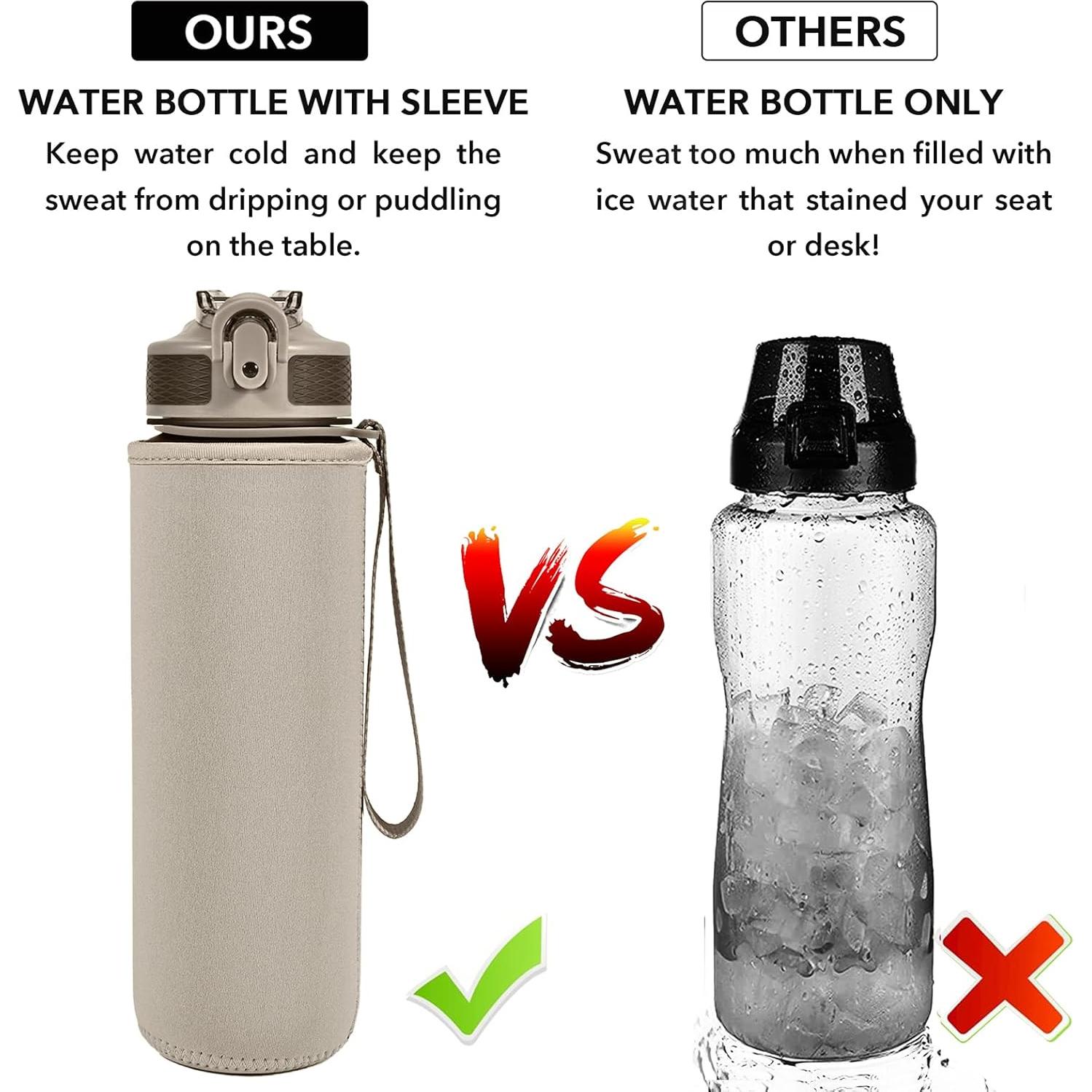 Botella de Agua Newfad 0.95L con Pajilla y Funda Antifugas