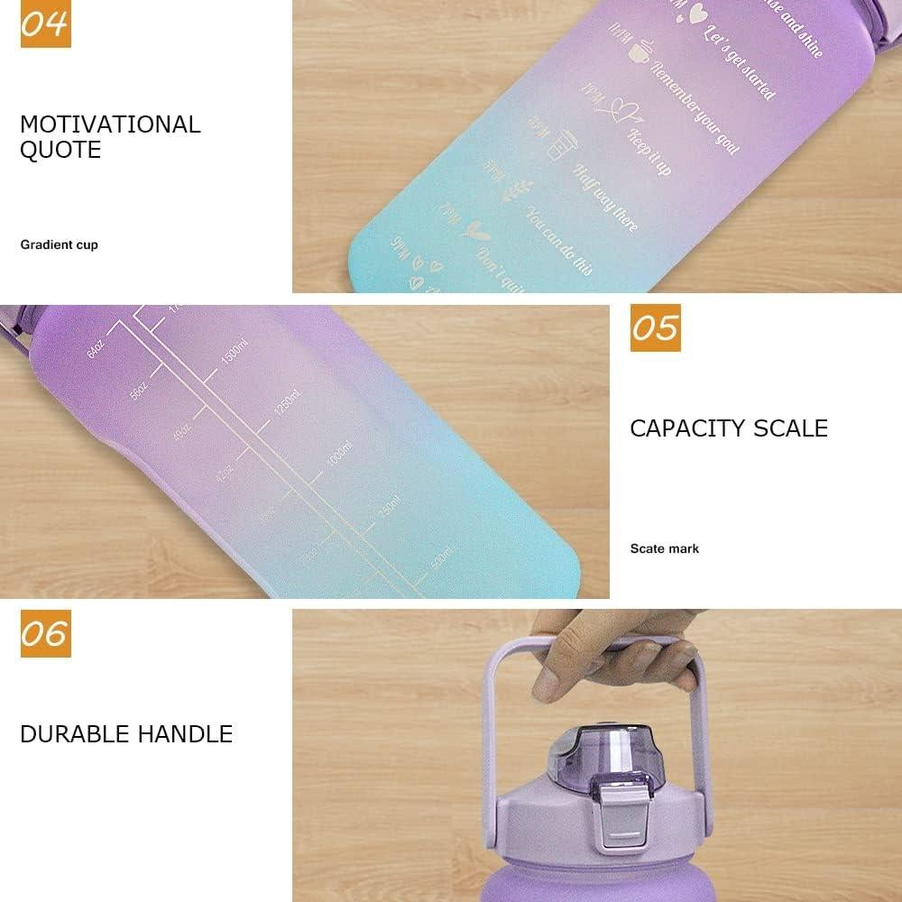 Botella de Agua Motivacional HANDA 2L con Pajilla y Asa