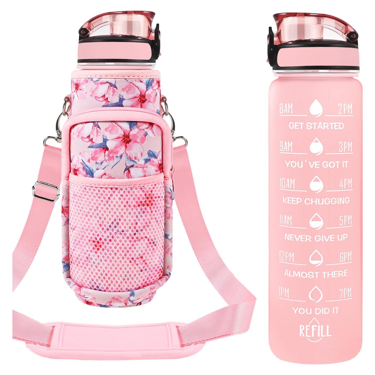 Botella de Agua Reutilizable Newfad 0.95L con Pajilla y Correa