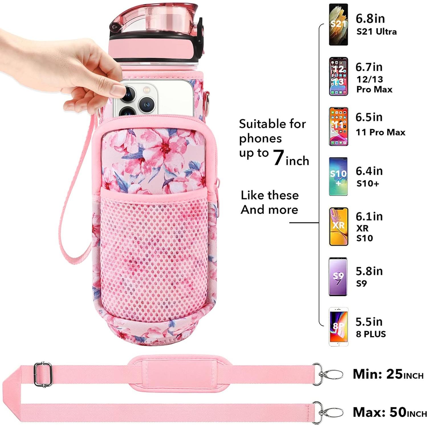 Botella de Agua Reutilizable Newfad 0.95L con Pajilla y Correa