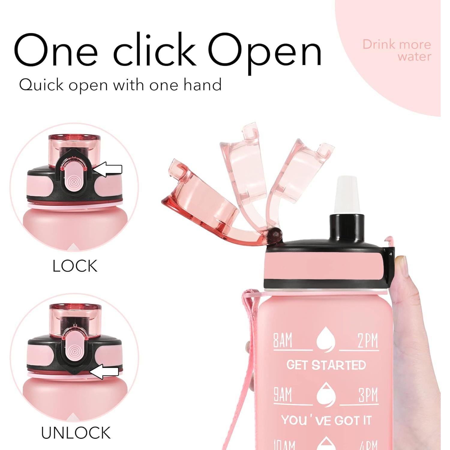 Botella de Agua Reutilizable Newfad 0.95L con Pajilla y Correa