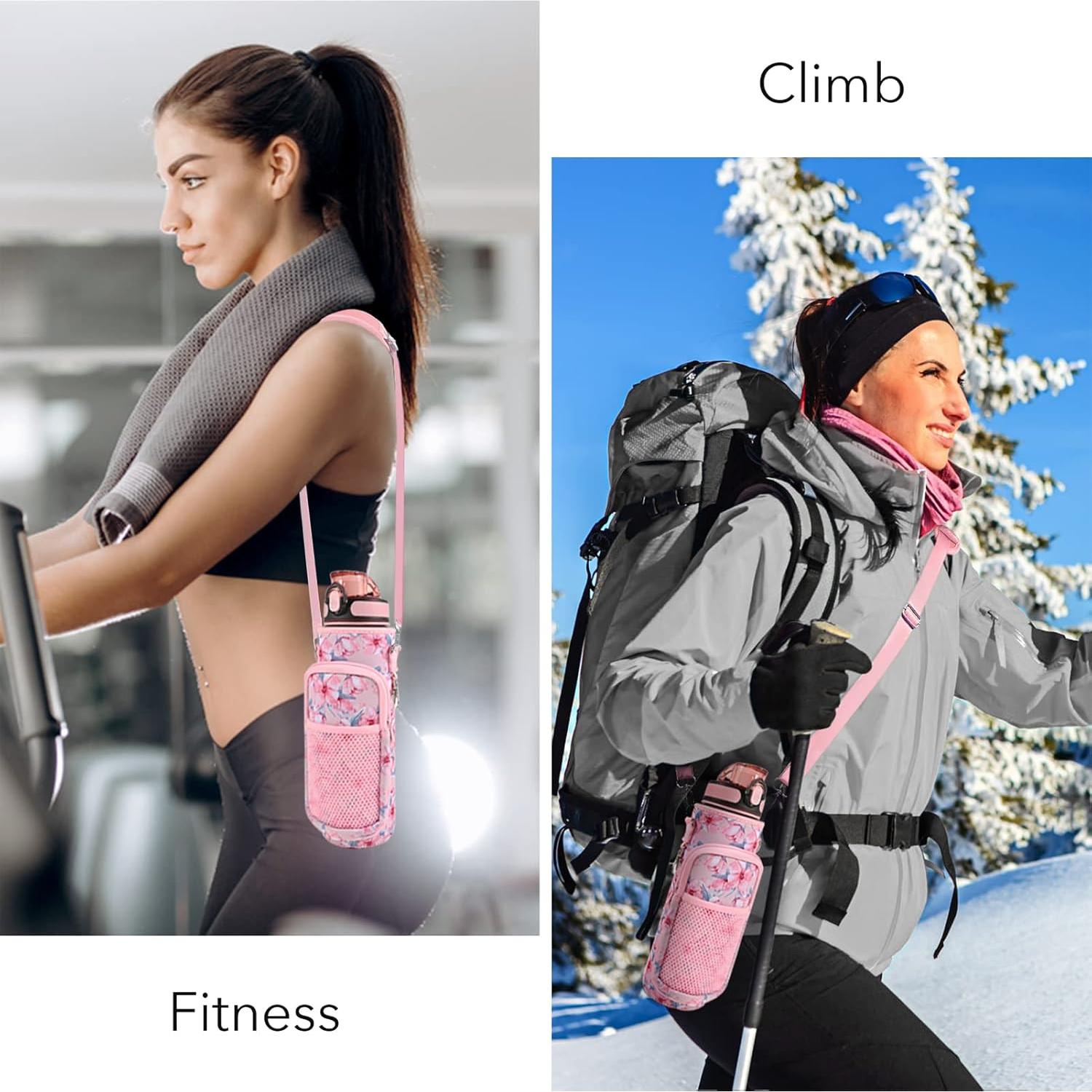 Botella de Agua Reutilizable Newfad 0.95L con Pajilla y Correa