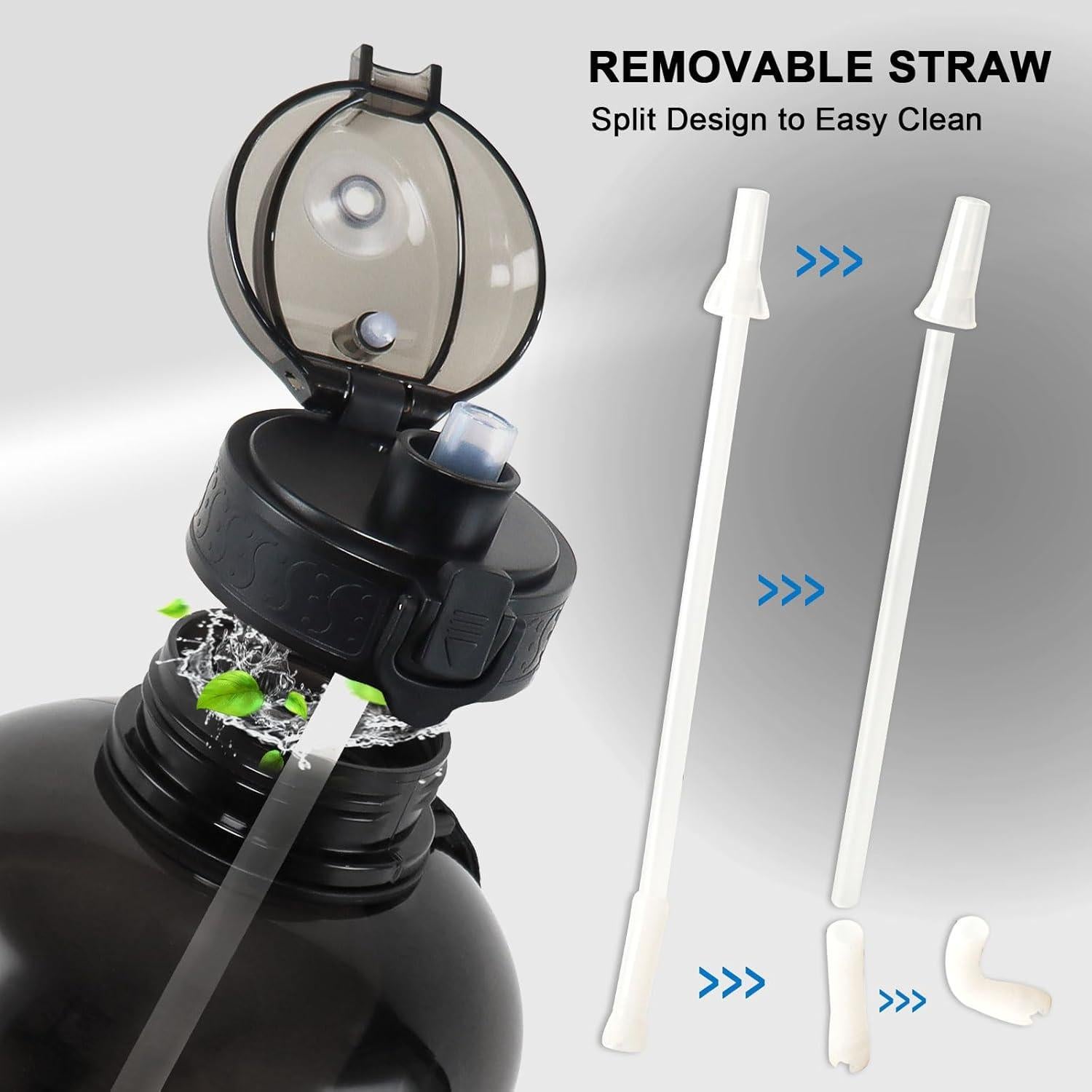 Botella de Agua GEMFUL 3L con Pajilla y Marcador de Tiempo