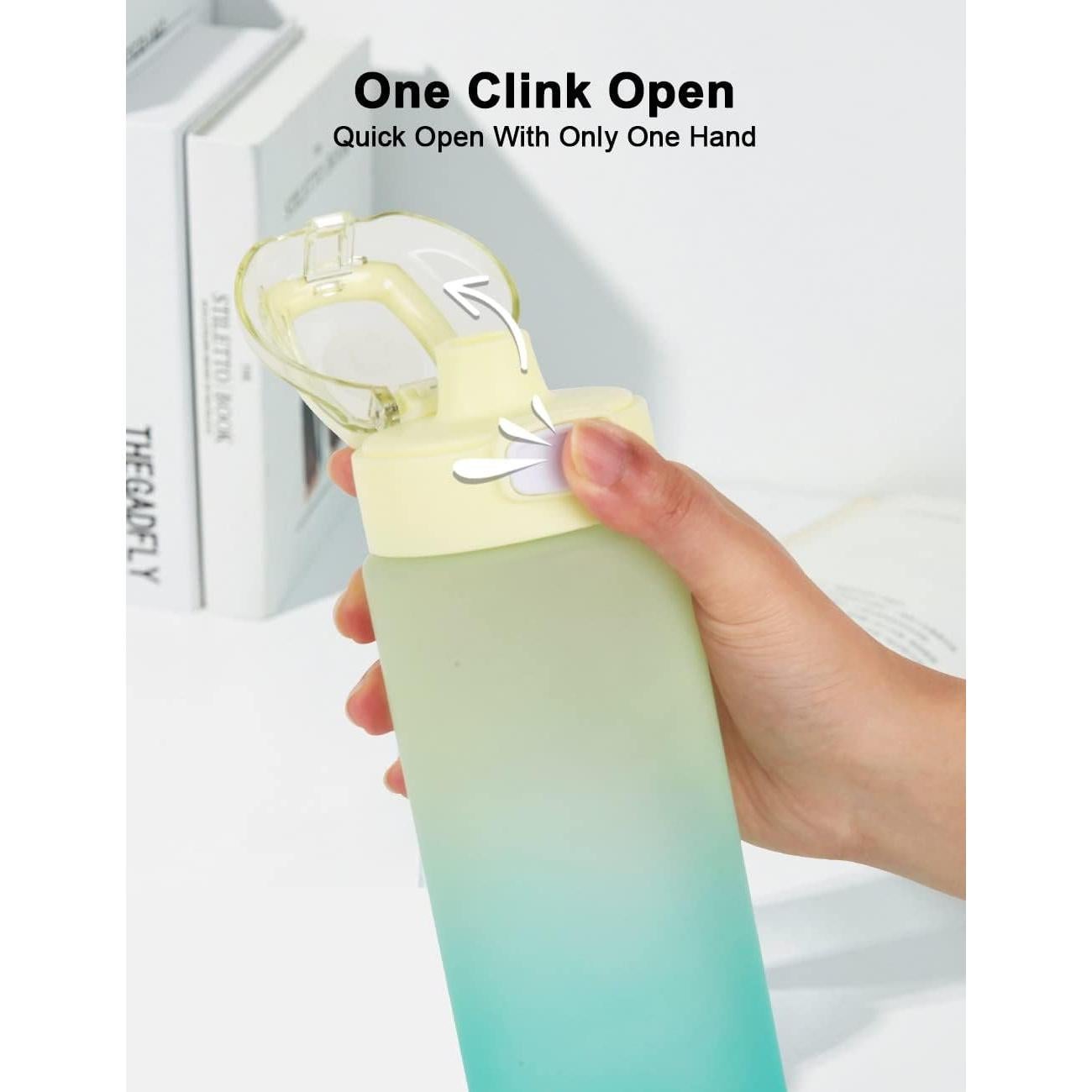 Botella de Agua Motivacional GOX 32oz Libre de BPA Amarillo-Verde