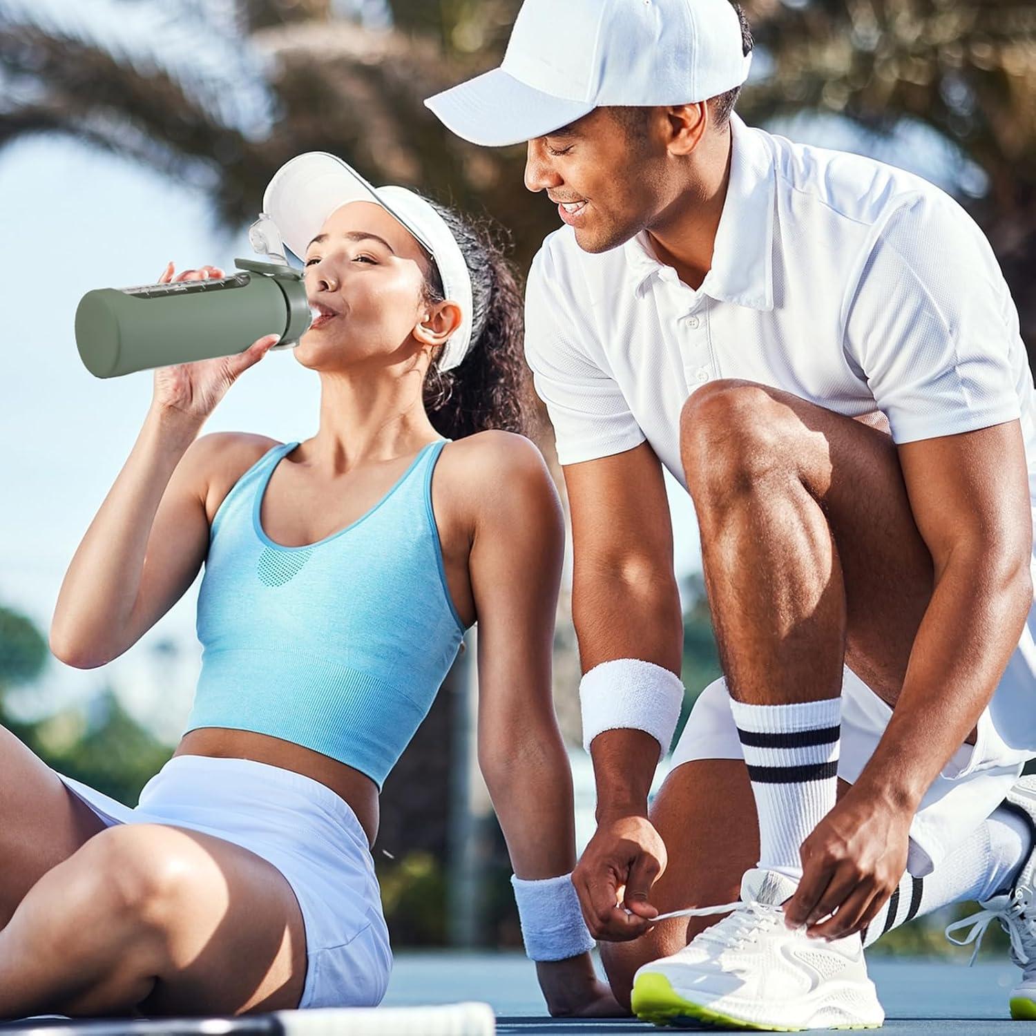 Botella de Agua de Vidrio SIEROZUR 946 ml con Pajilla y Asa