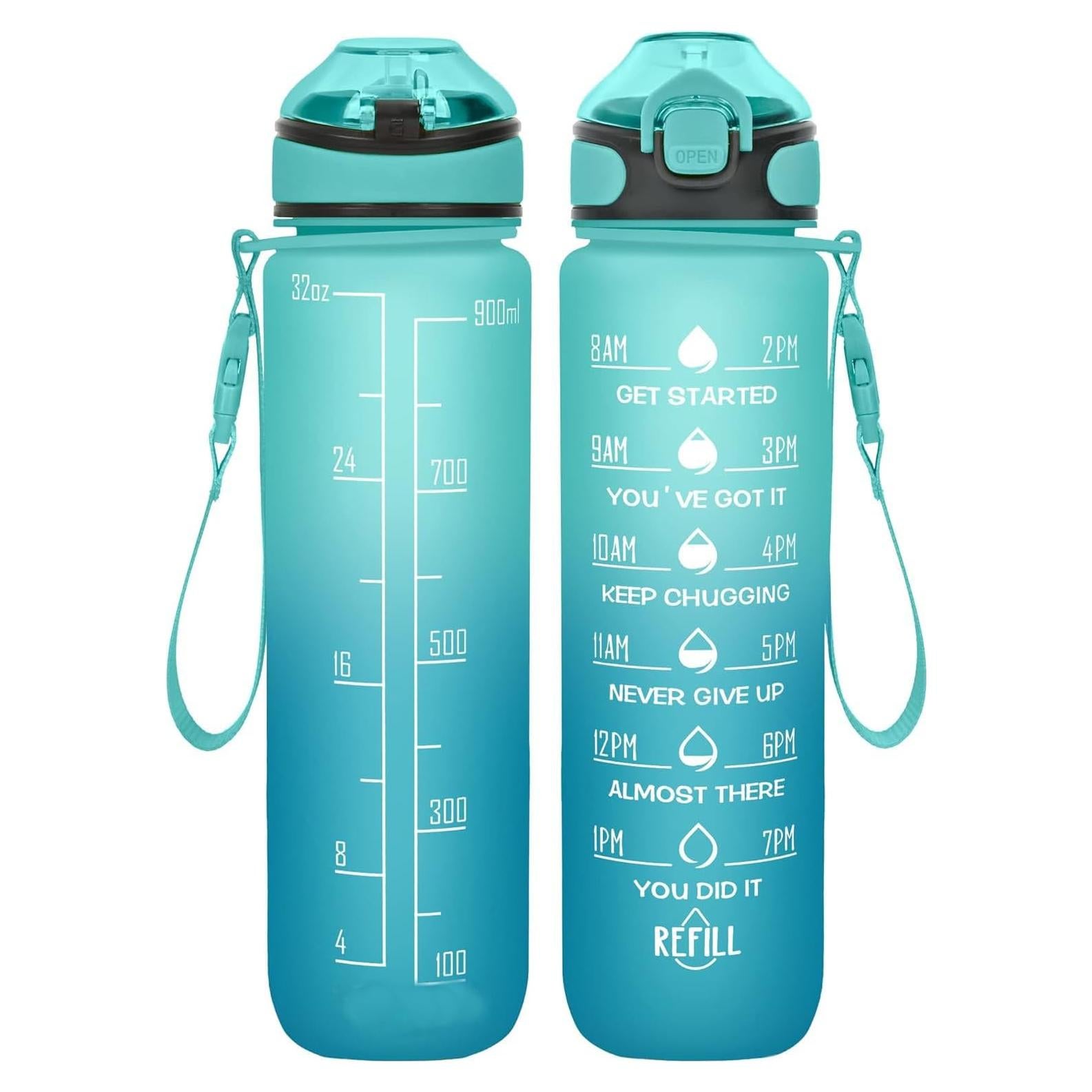 Botella de Agua Reutilizable FRAGSCEN 32 oz Verde a Prueba de Fugas