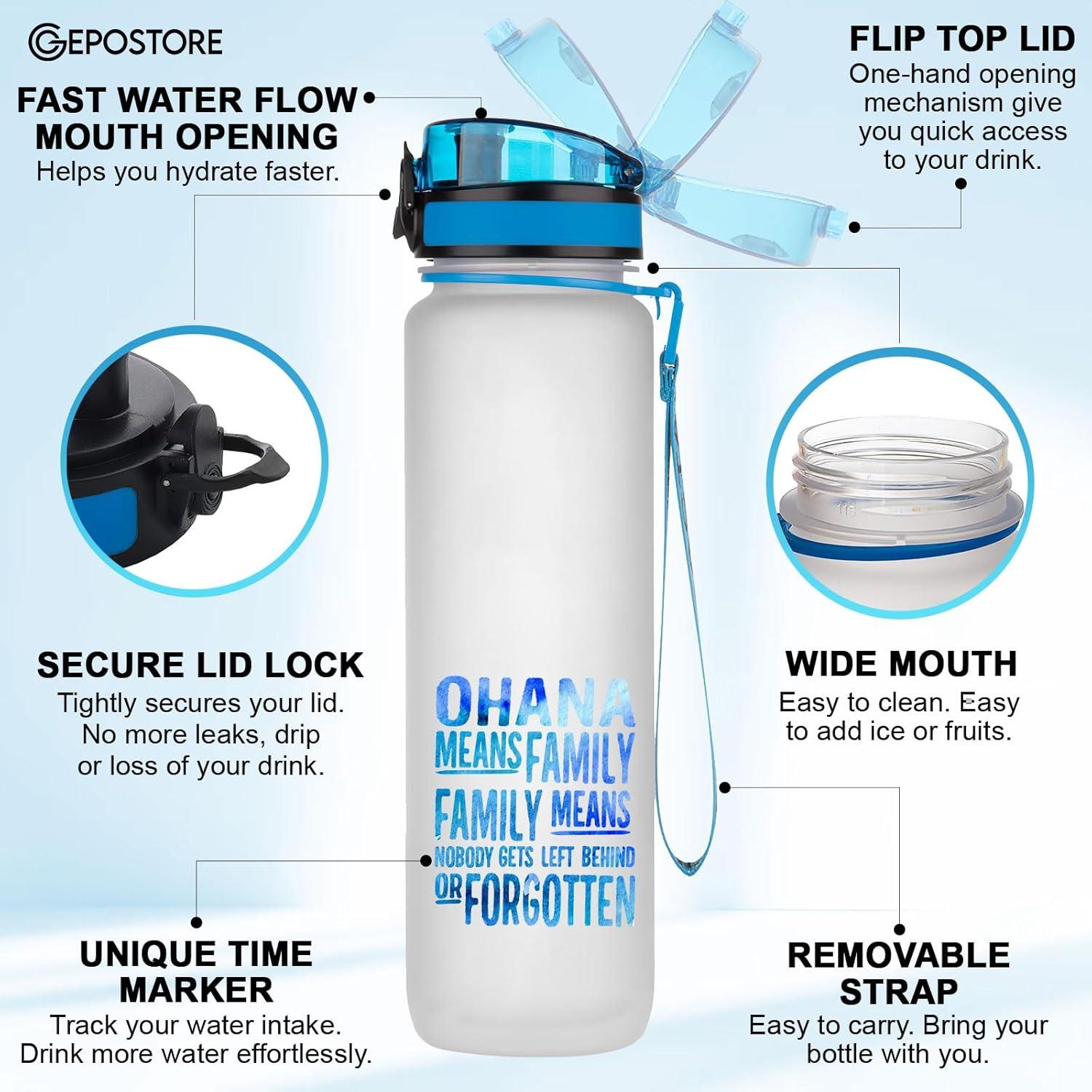 Botella de Agua Aislada GEPOSTORE 0.95L con Marcador de Tiempo