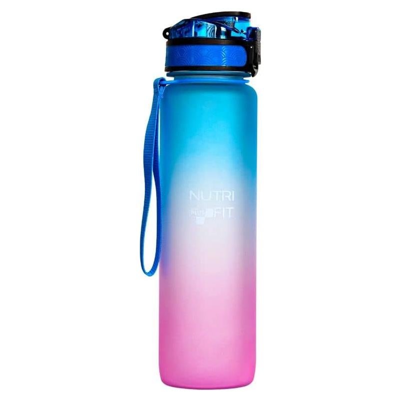 Botella de Agua Motivacional Nutrifit 0.95L Libre BPA Azul/Rosa