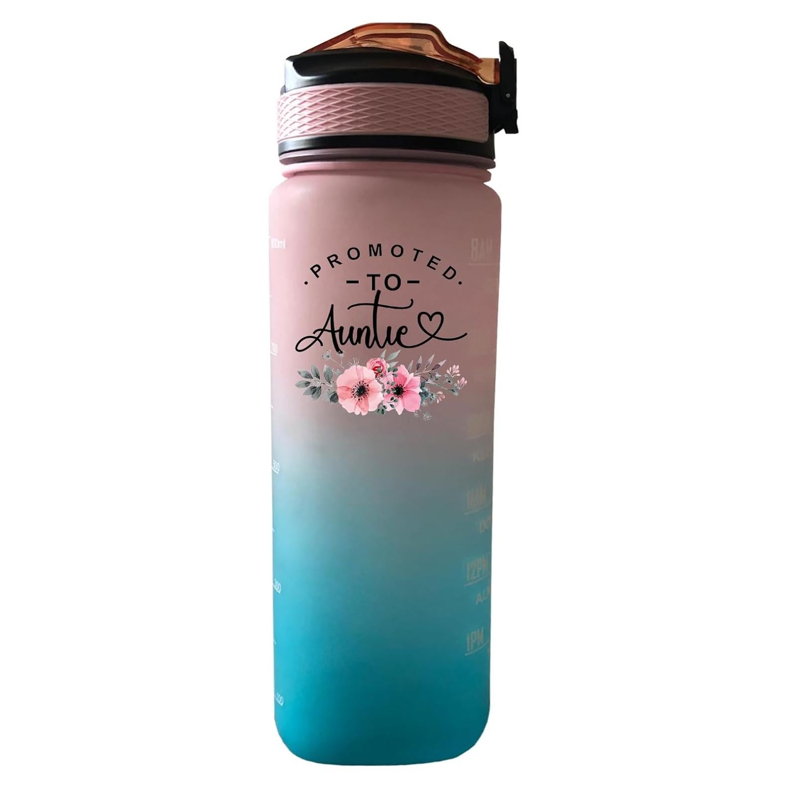Botella de Agua Motivacional Yipaidel 32 oz con Pajilla Rosa Azul
