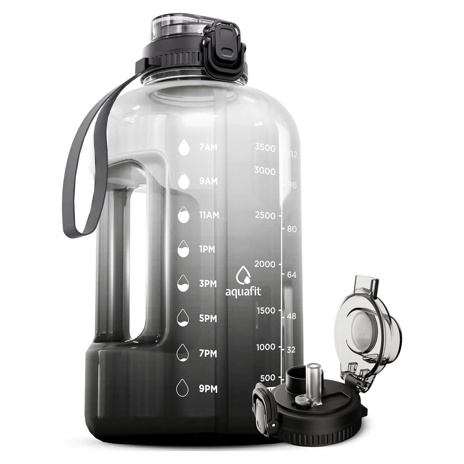 Botella de Agua Deportiva AQUAFIT 1 Galón con Marcador de Tiempo