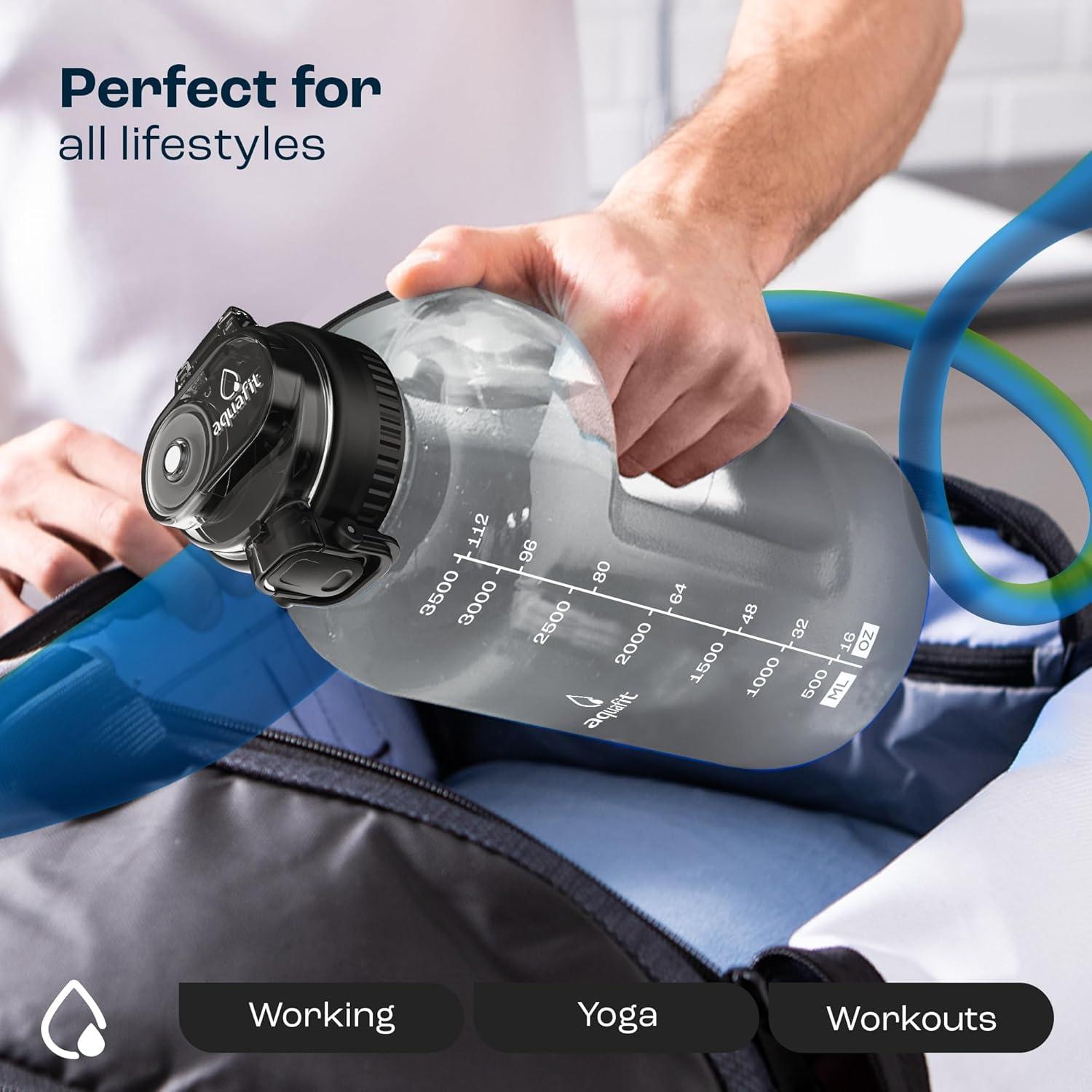 Botella de Agua Deportiva AQUAFIT 1 Galón con Marcador de Tiempo