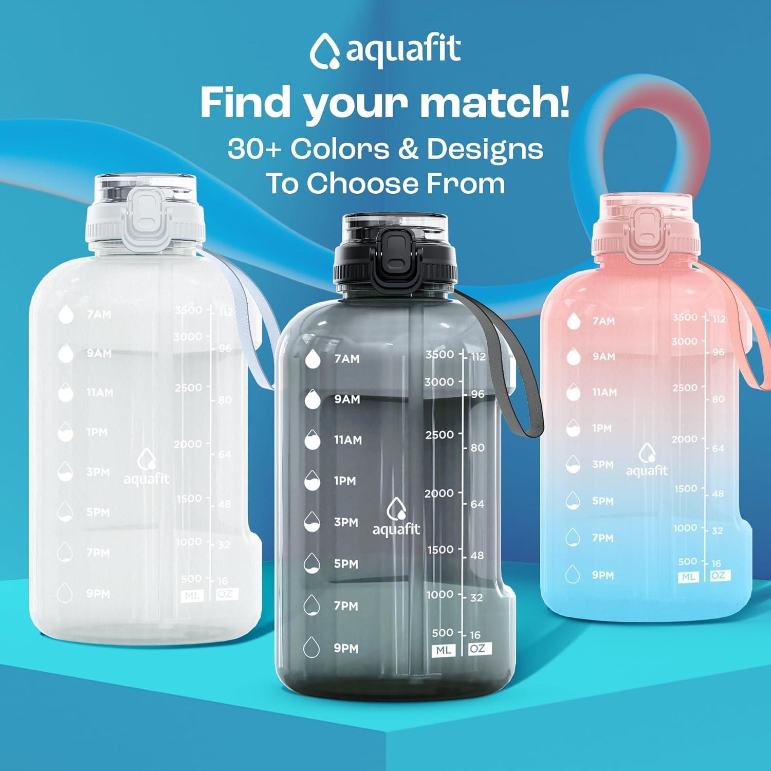 Botella de Agua Deportiva AQUAFIT 1 Galón con Marcador de Tiempo