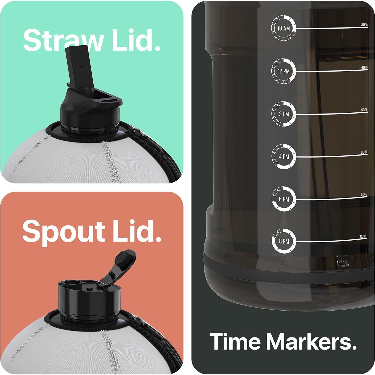 Botella de Agua Hydro Gallon 3.78L con Manga Aislante y Tapa