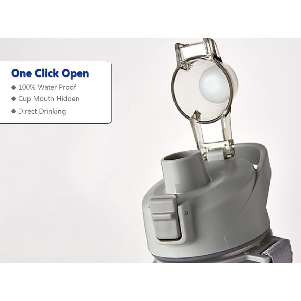 Botella de Agua DEARART 1000ml Gris con Pajilla y Marcador de Tiempo