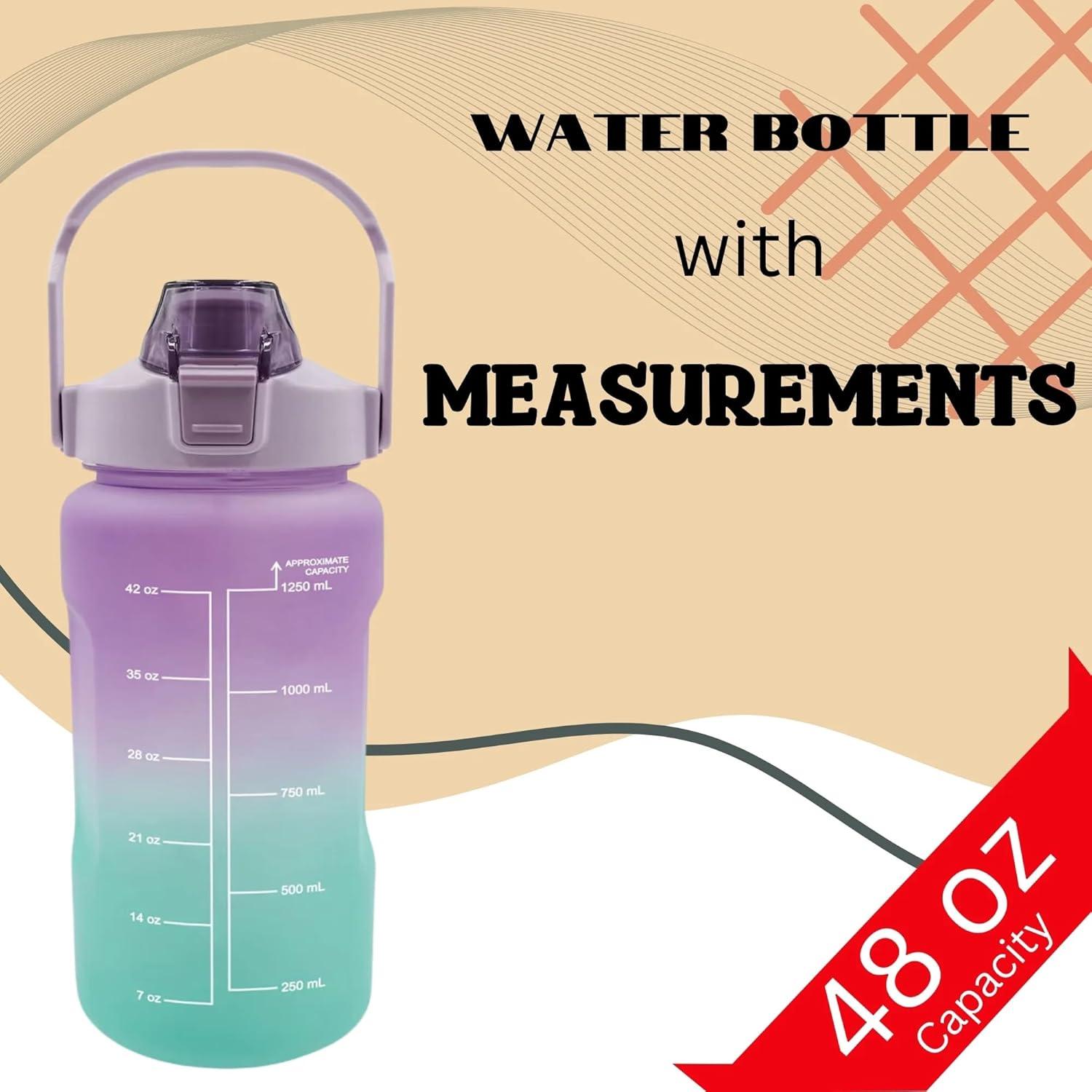 Botellas de Agua Ombre 1.42L 3 Paquete Reutilizables con Tapa