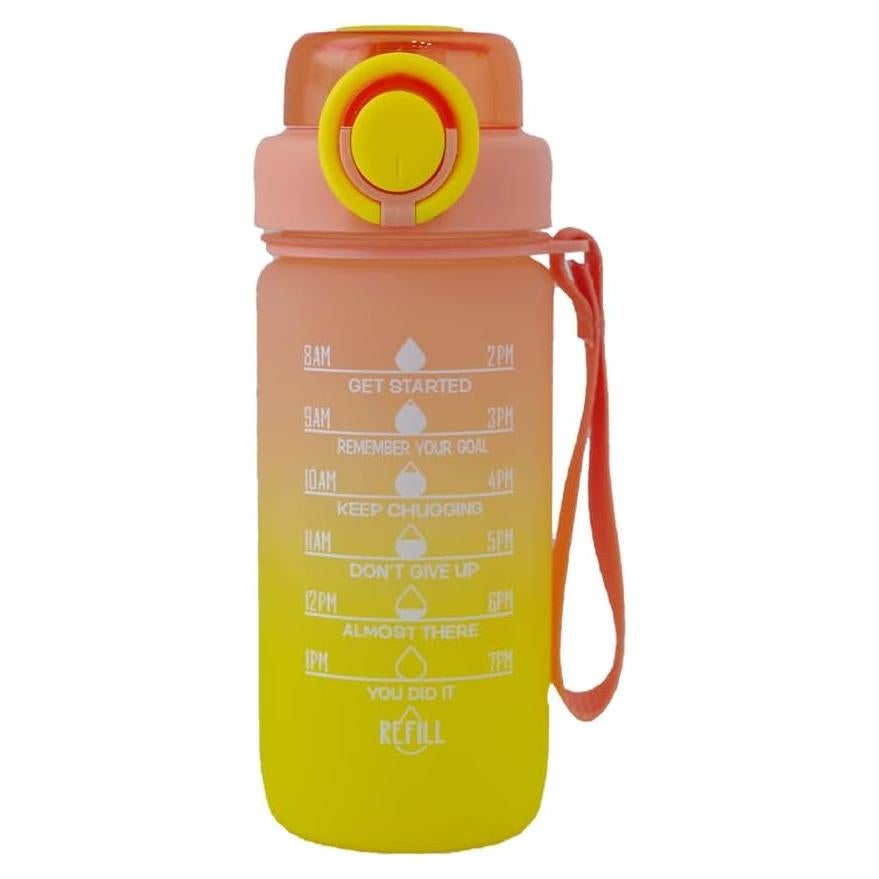 Botella de Agua ZZT 0.95L con Marcadores de Tiempo Amarillo