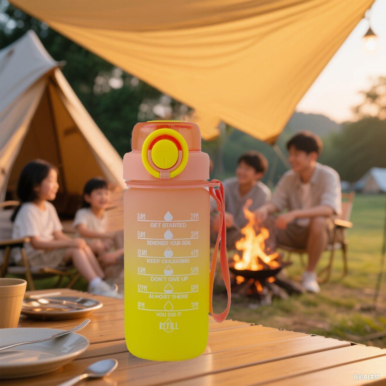 Botella de Agua ZZT 0.95L con Marcadores de Tiempo Amarillo