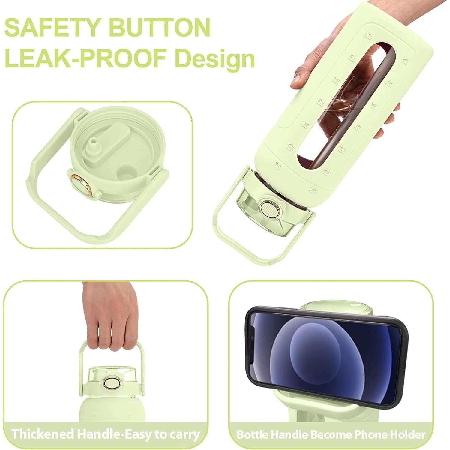 Botella de Agua de Vidrio 2L Tronco con Popote y Marcador