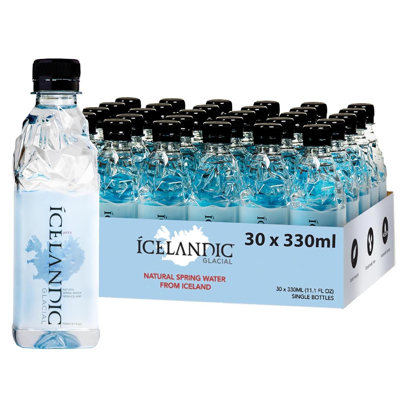 Agua Alcalina Natural Islandés Glacial 330 mL - Paquete de 30