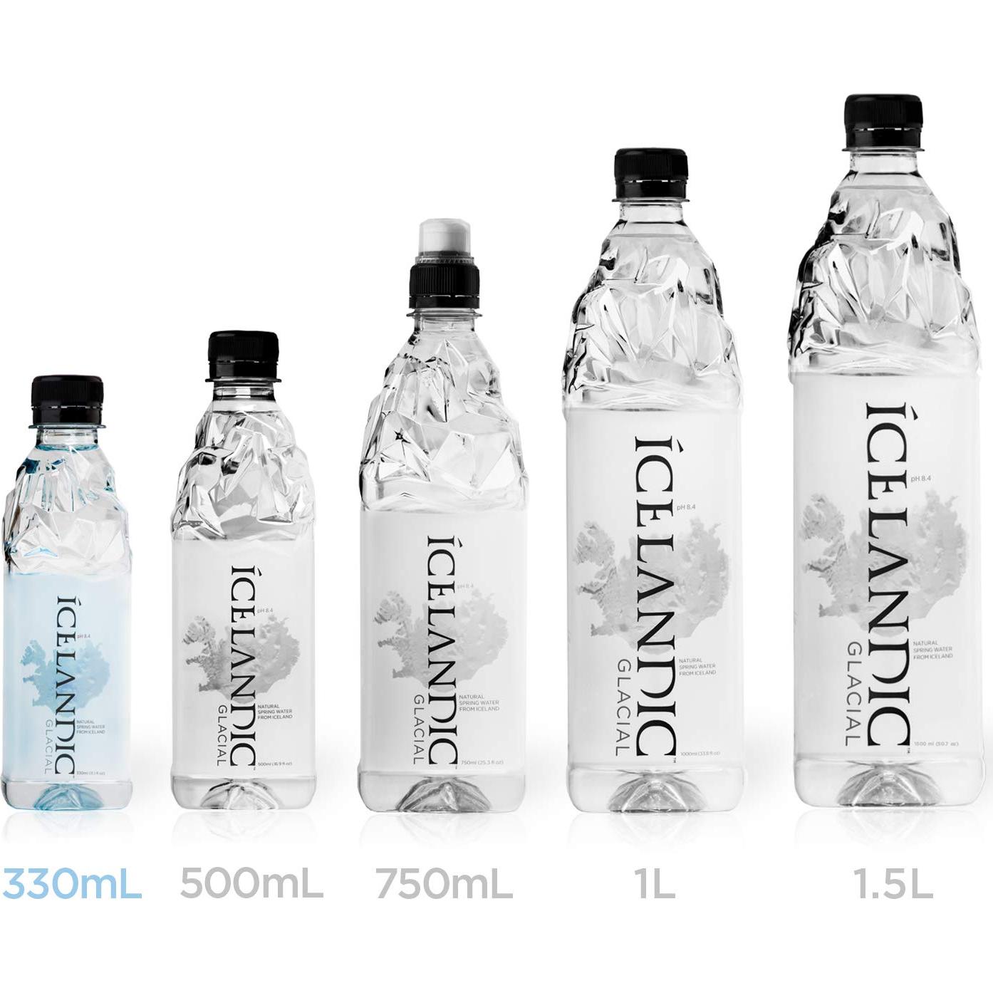 Agua Alcalina Natural Islandés Glacial 330 mL - Paquete de 30