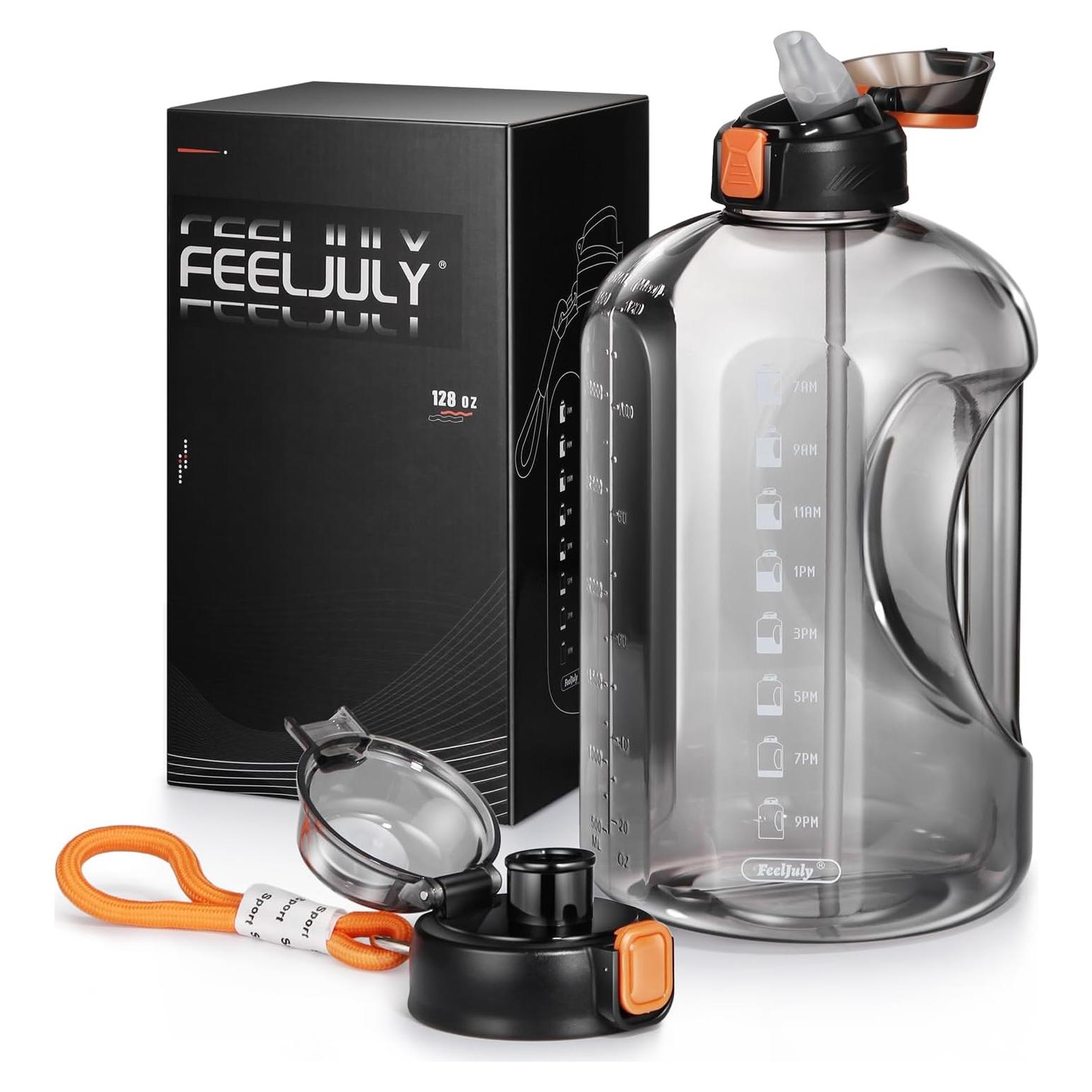 Botella de Agua de 1 Galón Feeljuly con Pajilla y Marcadores