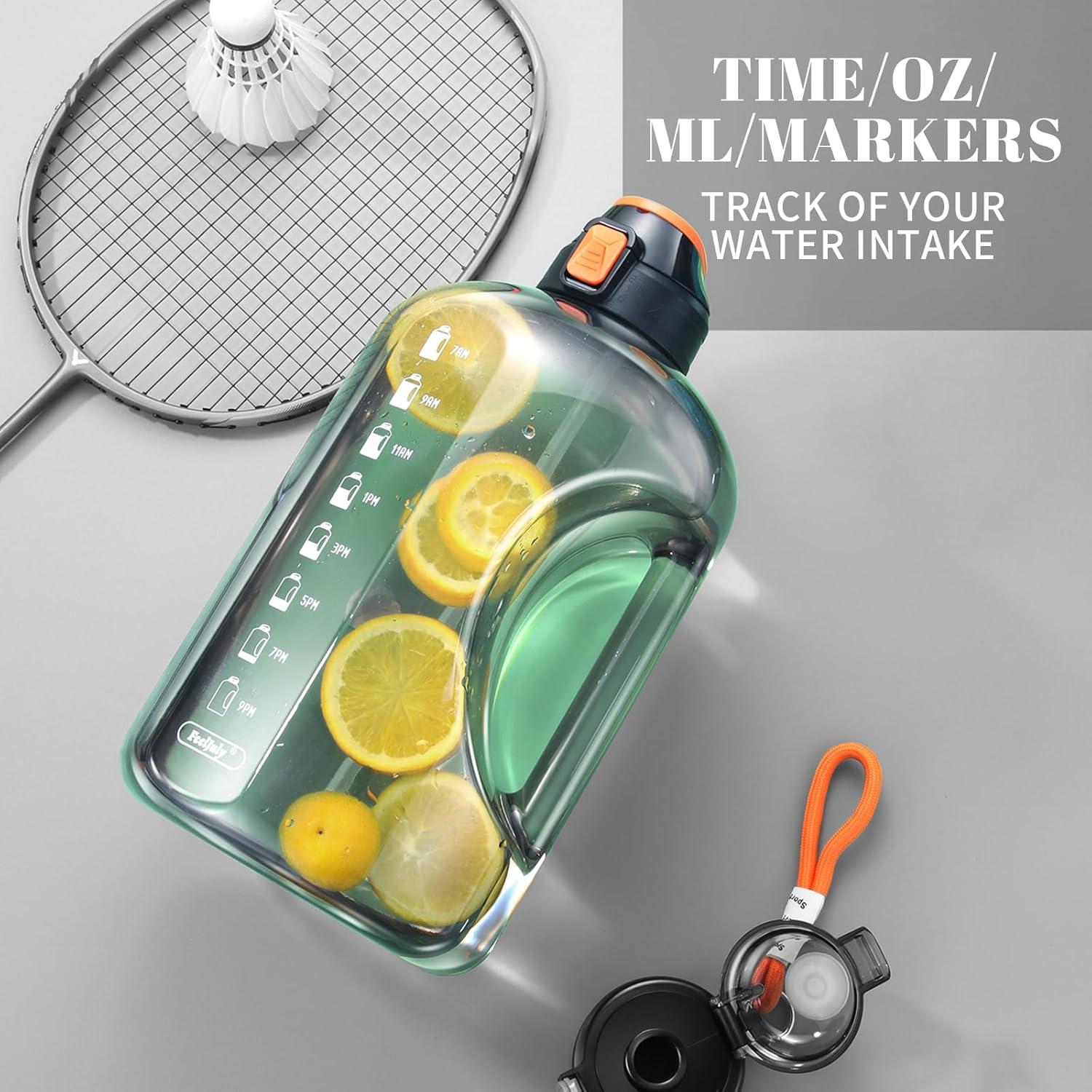 Botella de Agua de 1 Galón Feeljuly con Pajilla y Marcadores