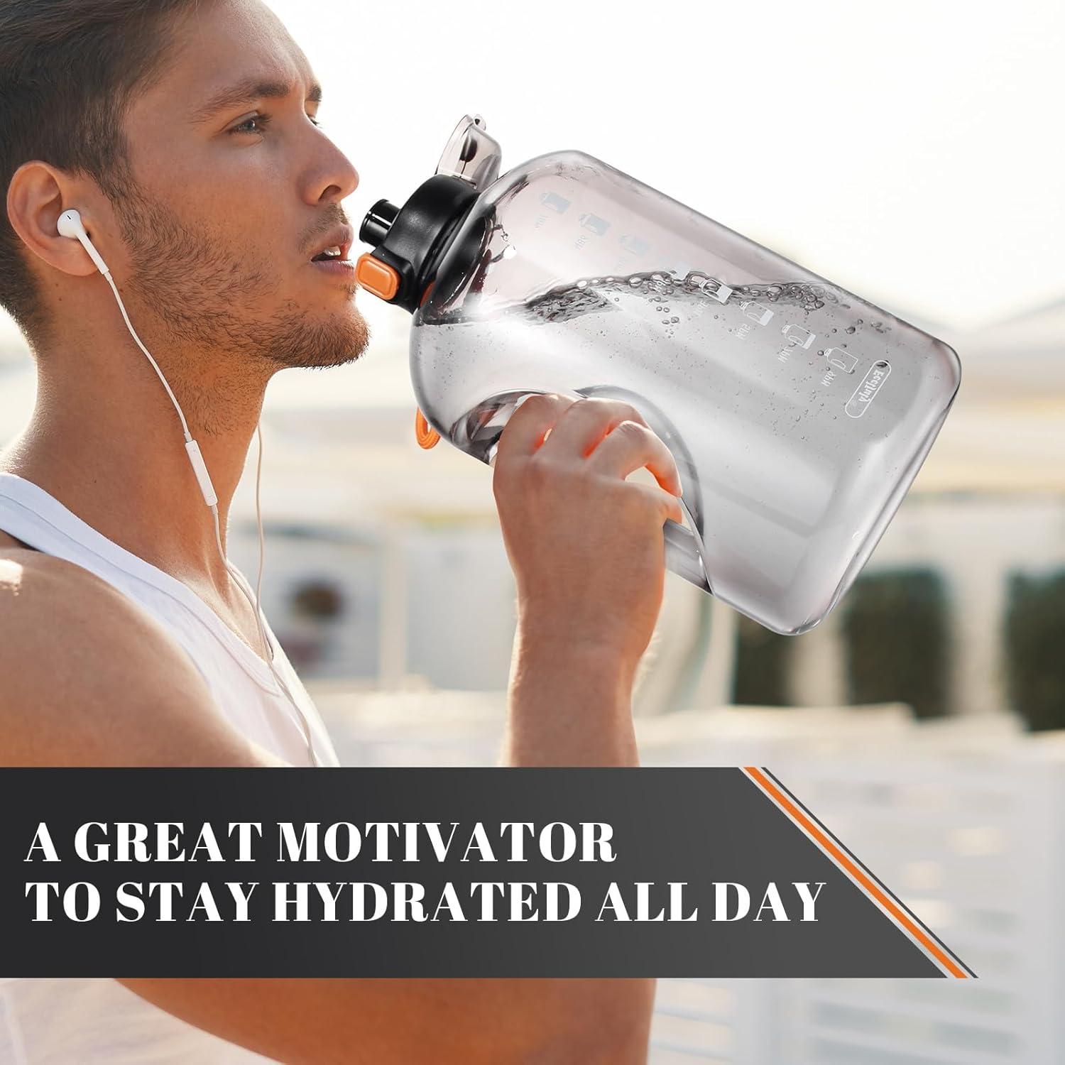 Botella de Agua de 1 Galón Feeljuly con Pajilla y Marcadores