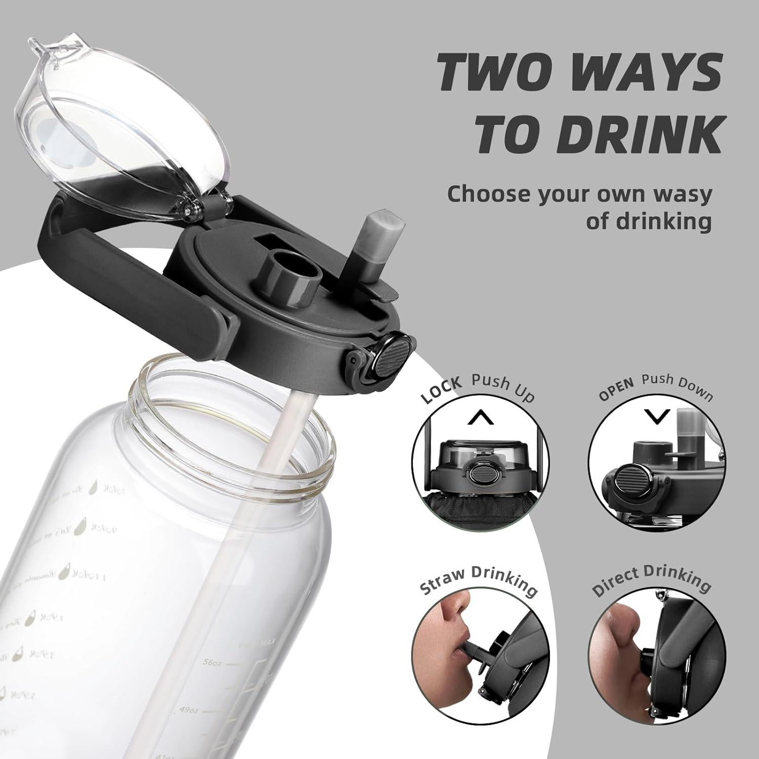 Botella de Agua de Vidrio Chunmo 2L con Popote y Funda