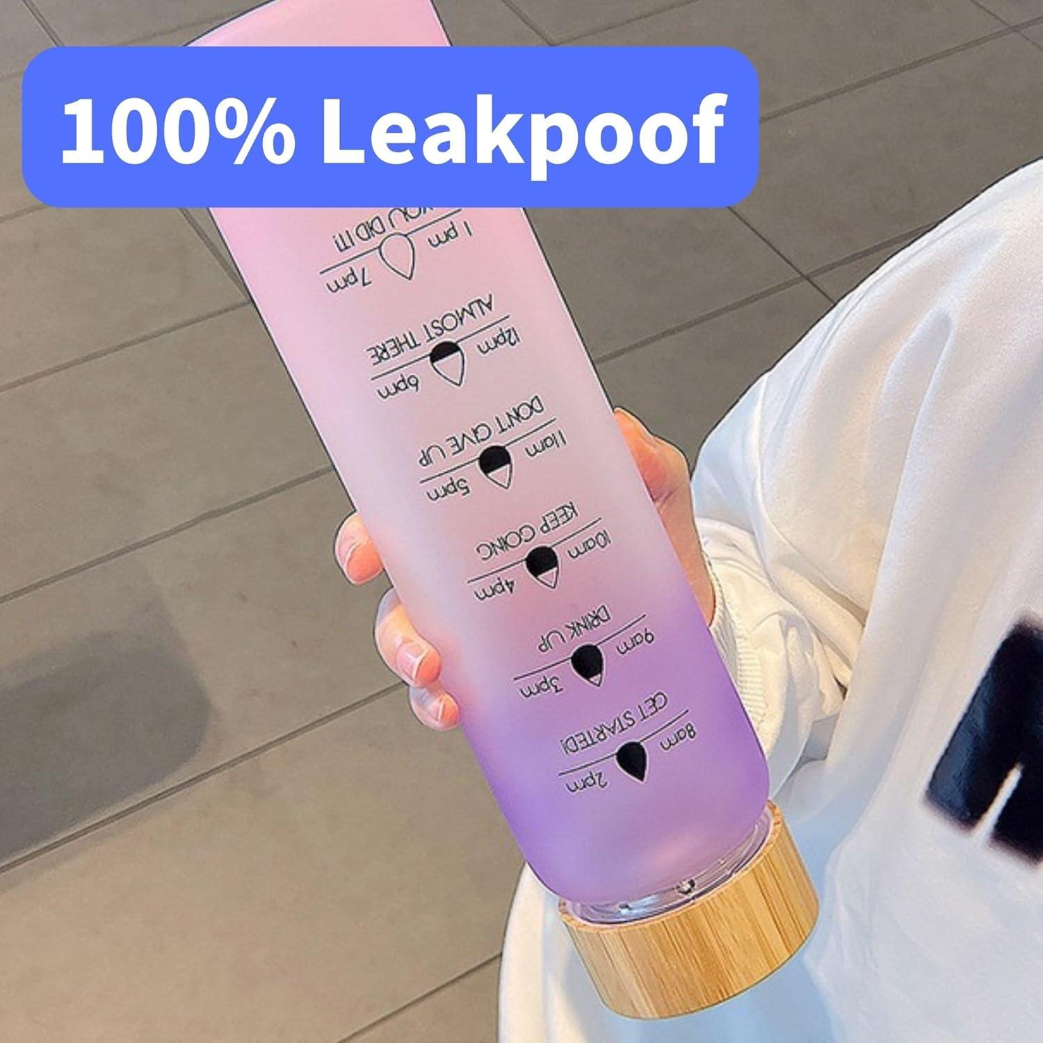 Botella de Agua de Vidrio HOLABEAR 0.95L Motivacional a Prueba de Fugas