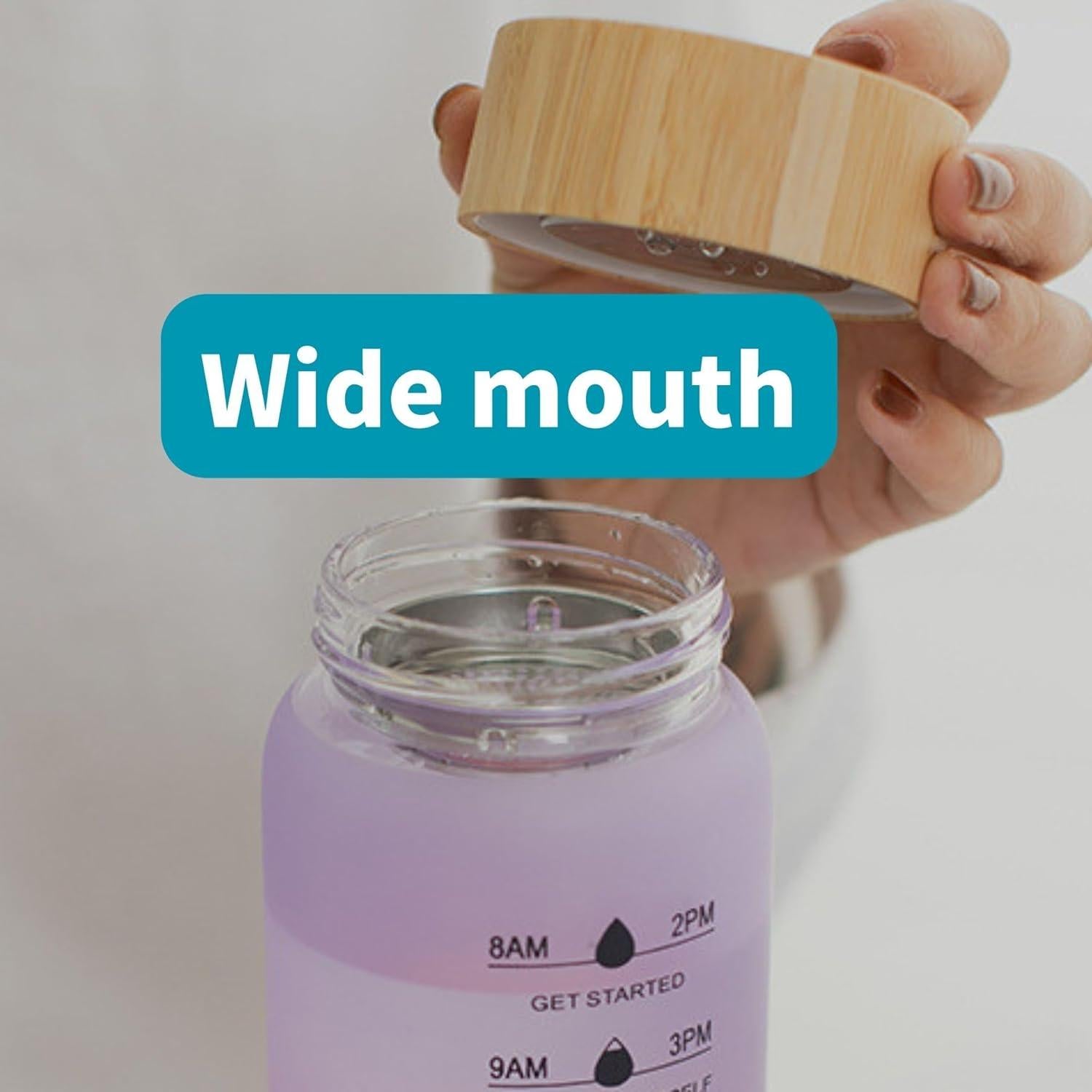 Botella de Agua de Vidrio HOLABEAR 0.95L Motivacional a Prueba de Fugas