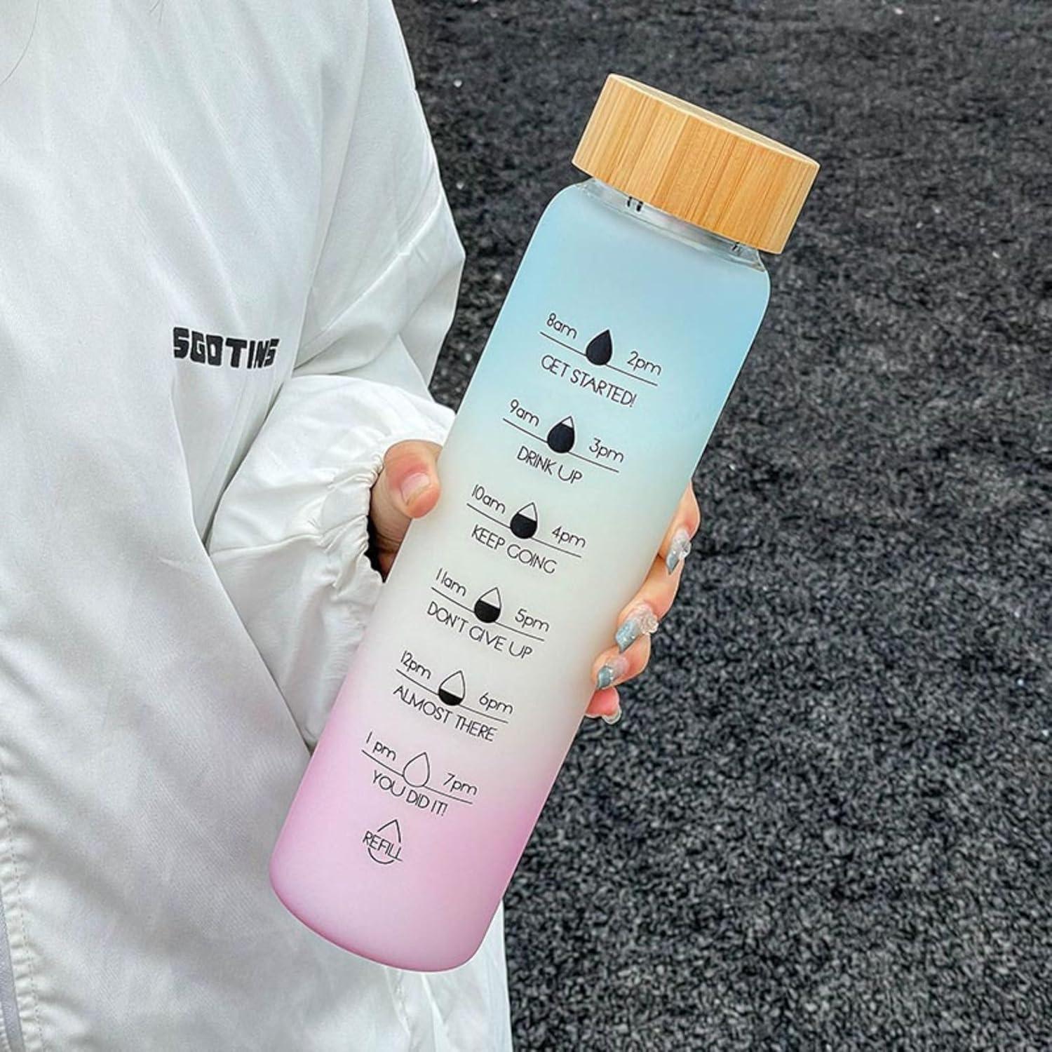 Botella de Agua de Vidrio HOLABEAR 0.95L Motivacional a Prueba de Fugas