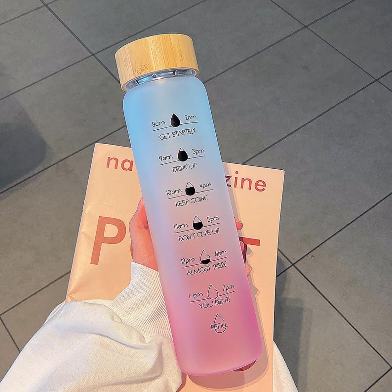 Botella de Agua de Vidrio HOLABEAR 0.95L Motivacional a Prueba de Fugas