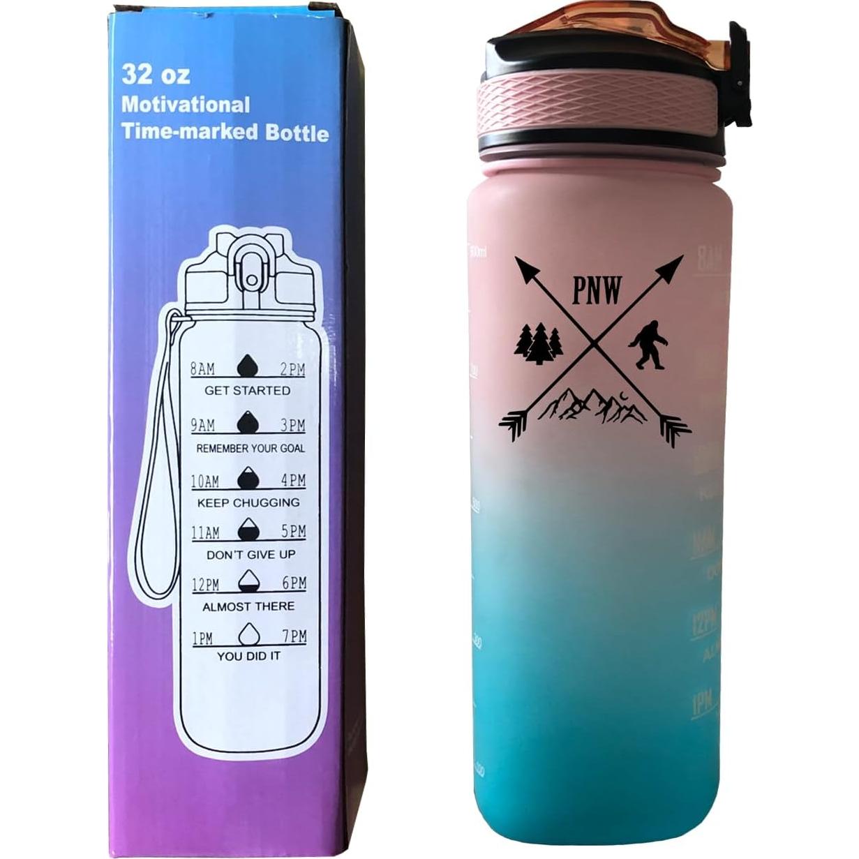 Botella de Agua Motivacional Yipaidel 32 oz con Pajilla y Correa