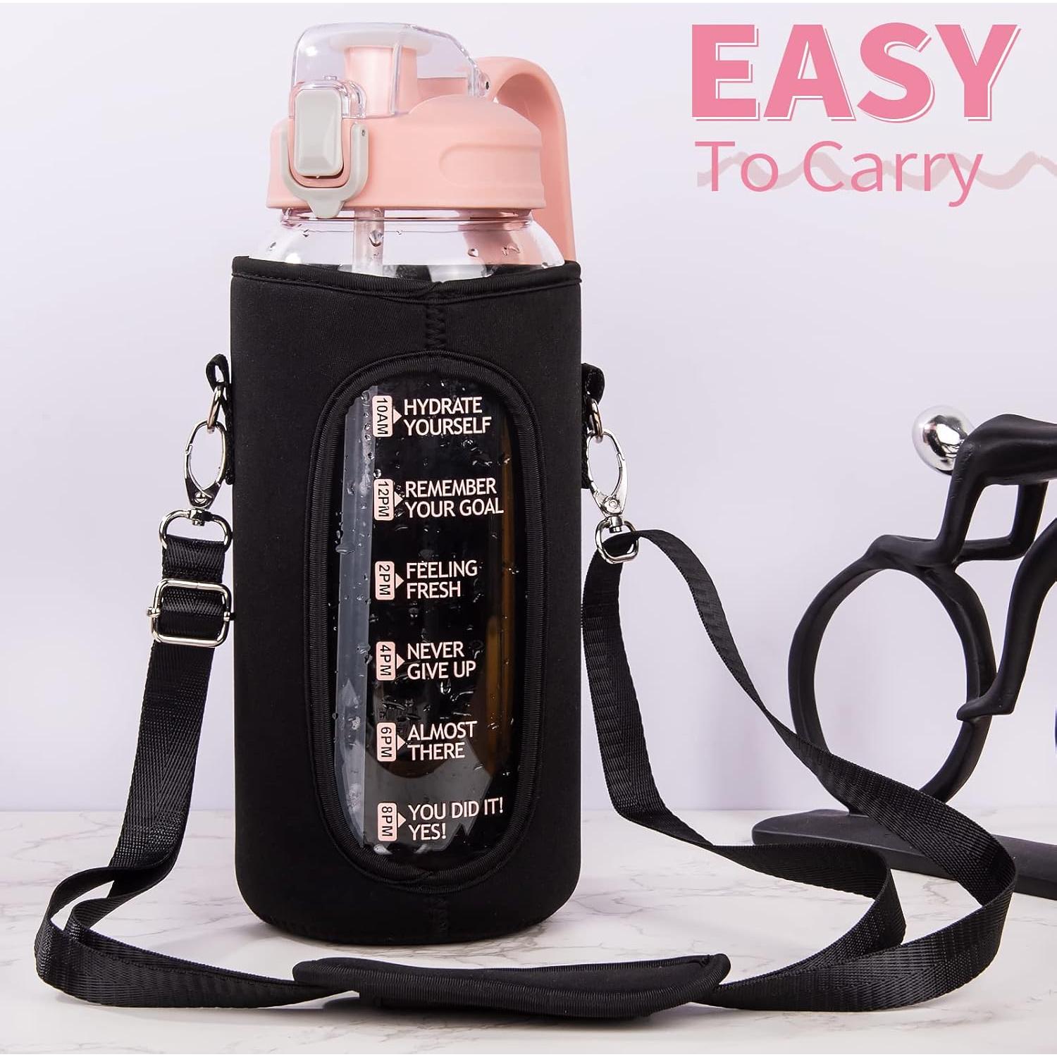 Botella de Agua de Vidrio DEARRAY 2L Motivacional con Pajilla