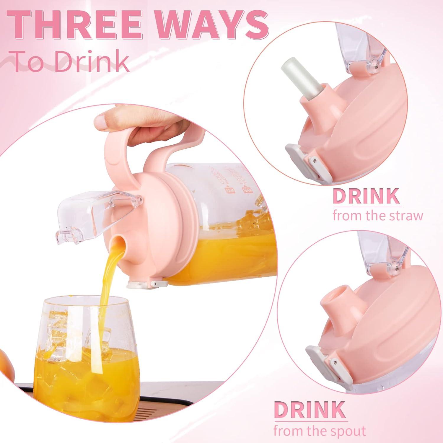 Botella de Agua de Vidrio DEARRAY 2L Motivacional con Pajilla