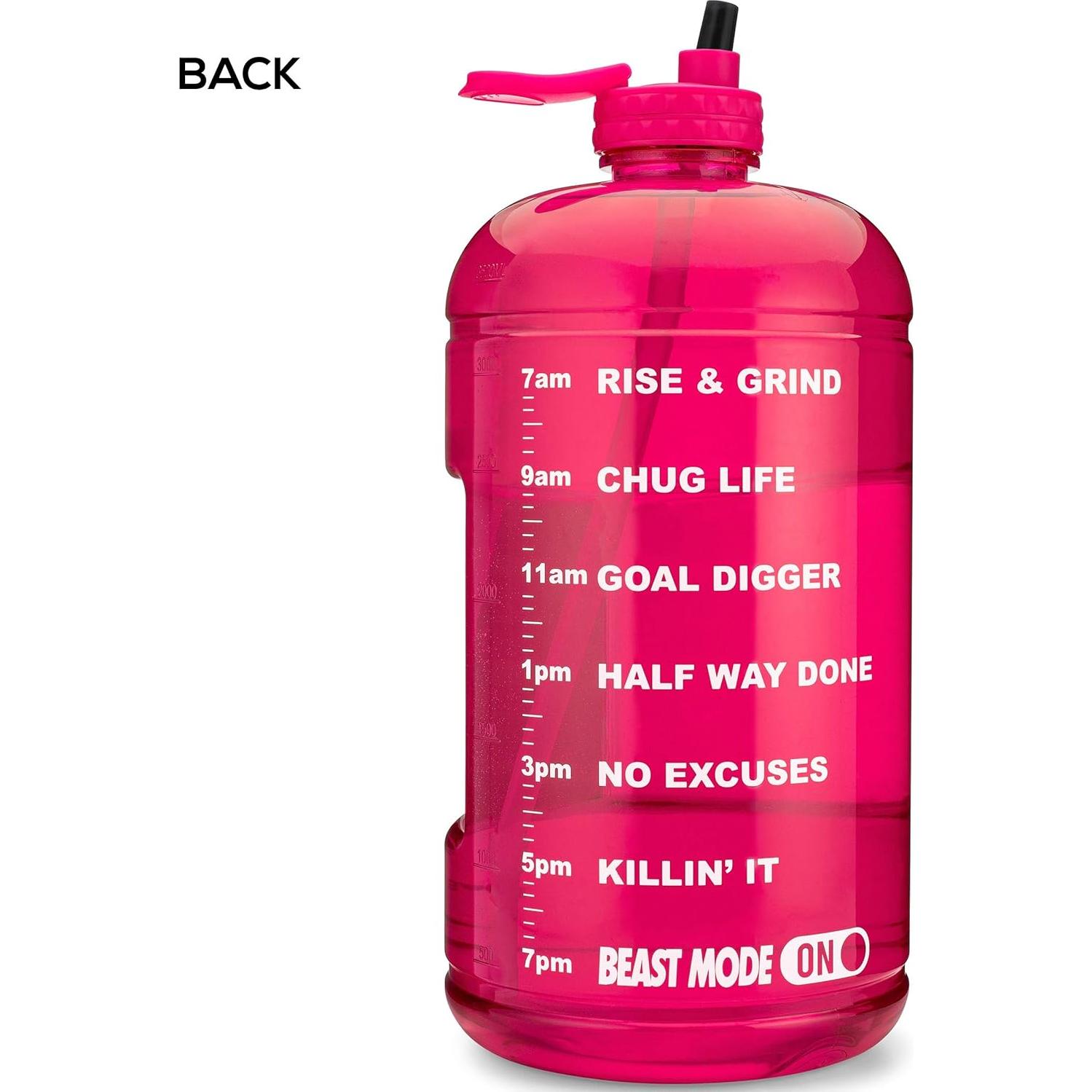 Jarra de Agua Hydra Cup Rosa 3.78L Motivacional con Pajilla