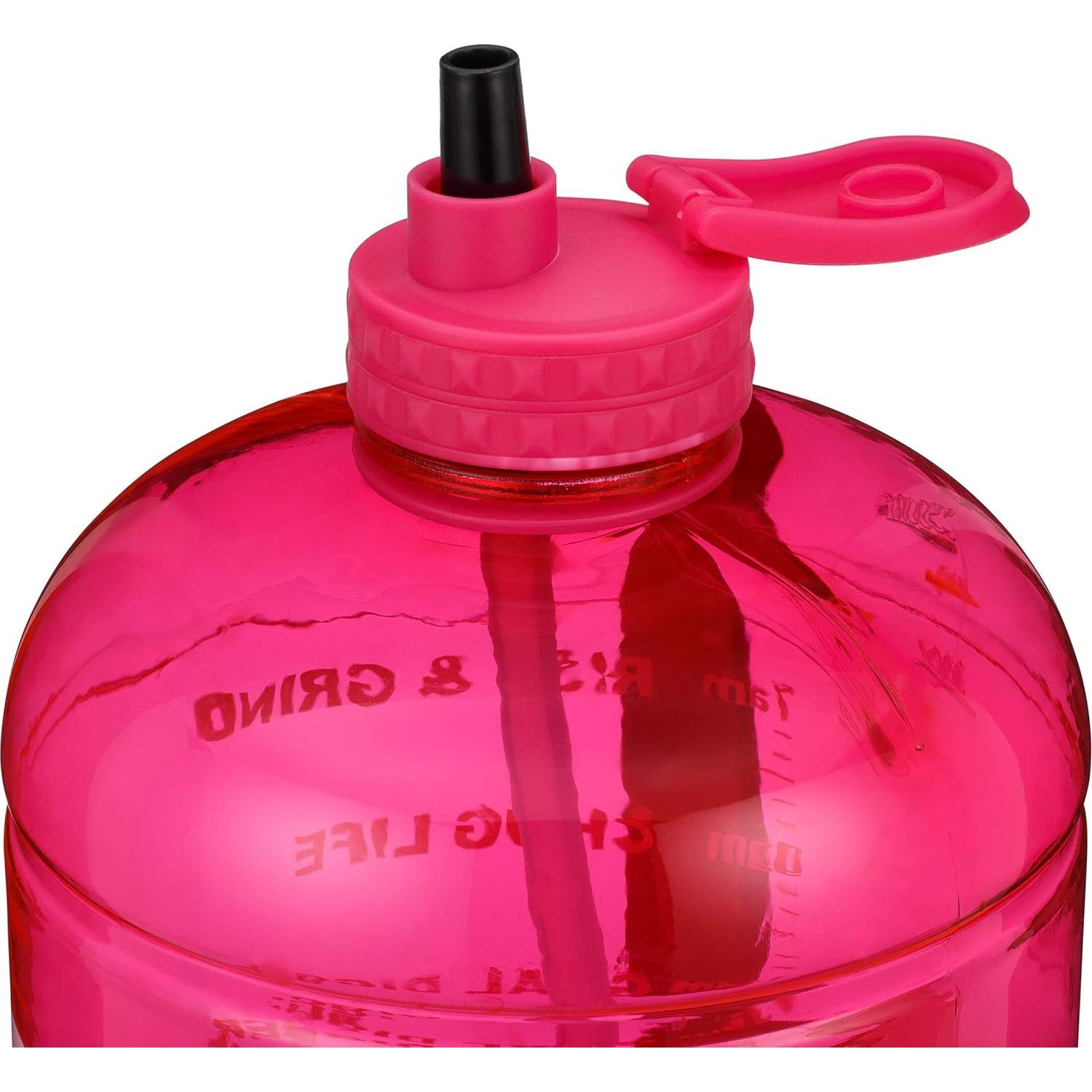 Jarra de Agua Hydra Cup Rosa 3.78L Motivacional con Pajilla