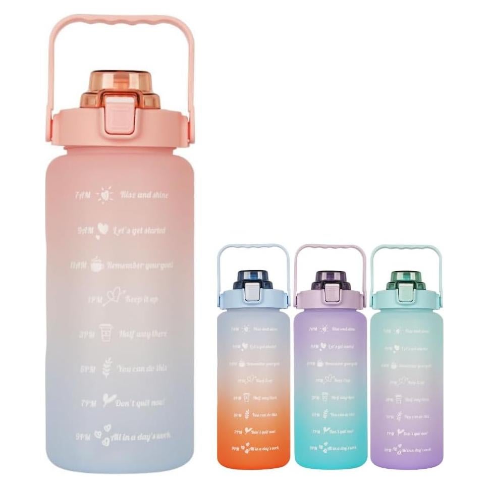 Botella de Agua Motivacional 1.89L Genérica Rosa-Azul BPA Libre